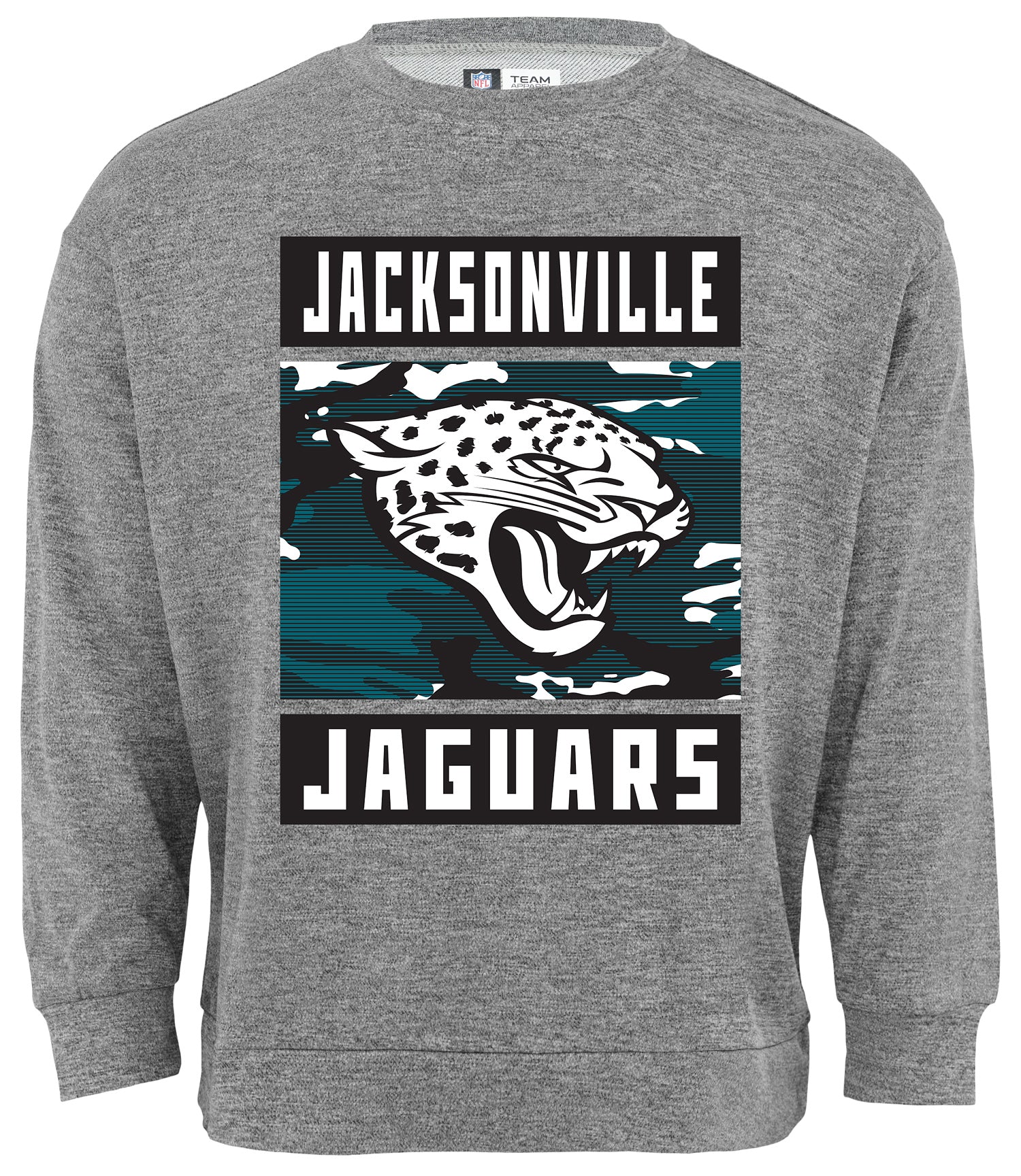 Zubaz NFL Men's Jacksonville Jaguars Heather Grey Camo Team Crewneck Sweatshirt