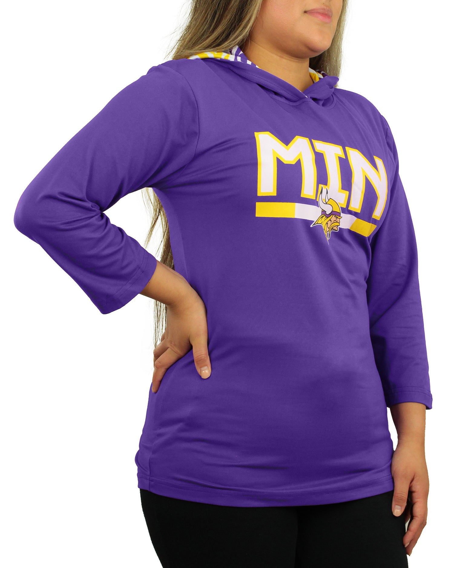 Zubaz NFL Women's Minnesota Vikings Solid Team Color Lightweight Pullover