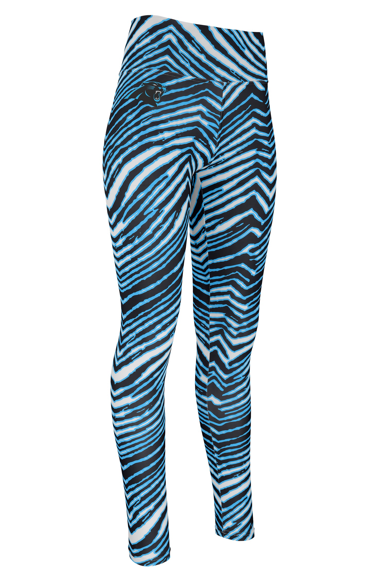 Zubaz NFL Women's Basic Zebra Print Legging, Carolina Panthers