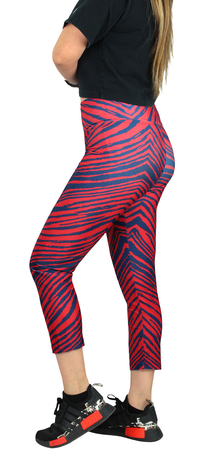 Zubaz NFL Women's New England Patriots 2 Color Zebra Print Capri Legging