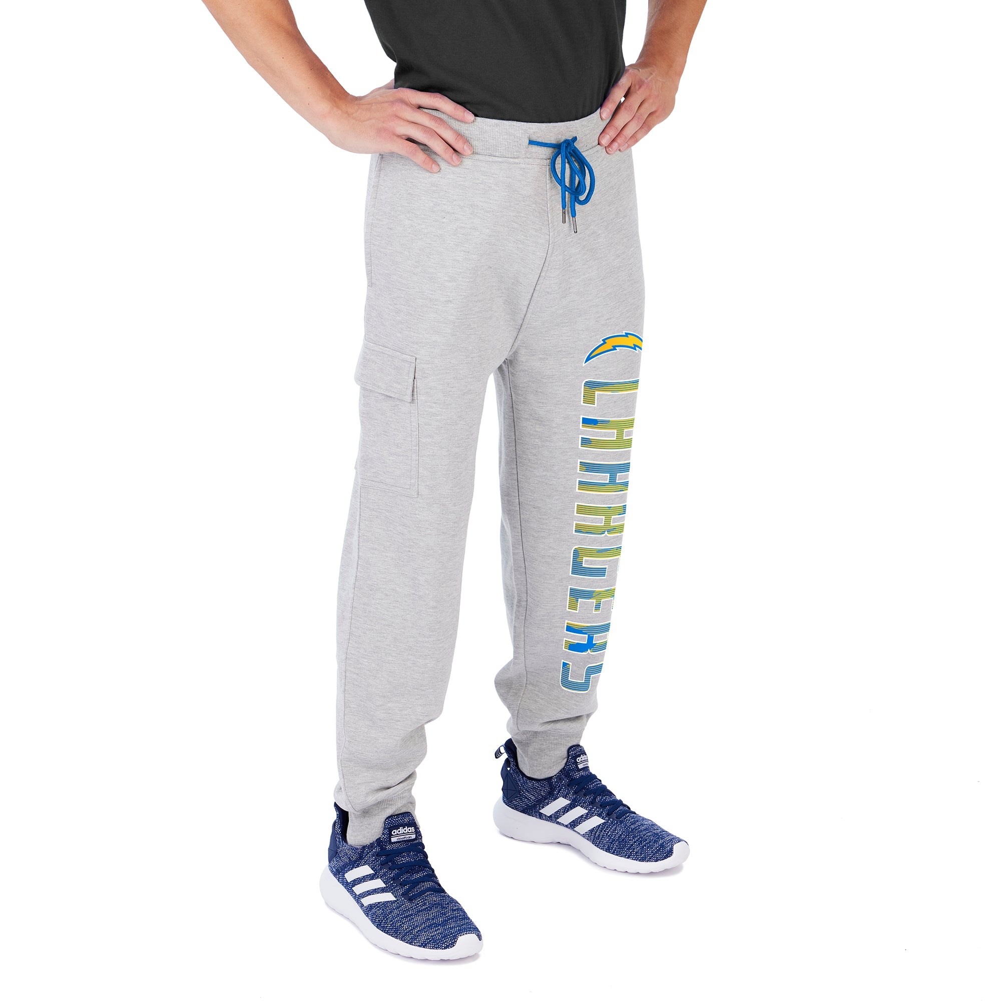 Zubaz Men's NFL Los Angeles Chargers Heather Gray Cargo Sweatpants