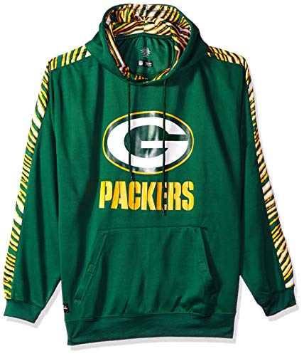 Zubaz NFL Men's Green Bay Packers Zebra Pullover Hoodie, Green