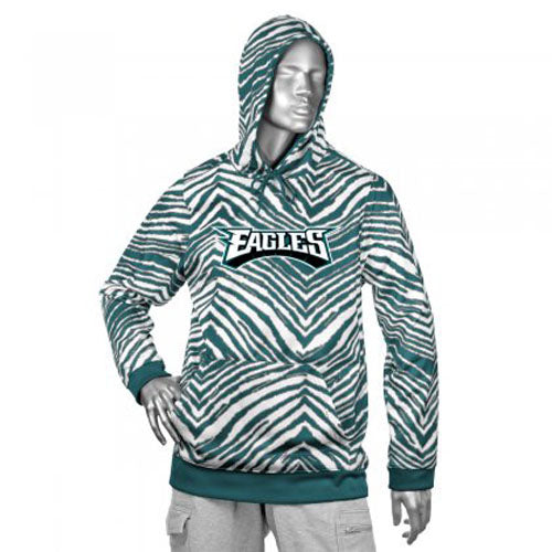 Zubaz NFL Football Men's Philadelphia Eagles Zebra Print Touchdown Hoodie