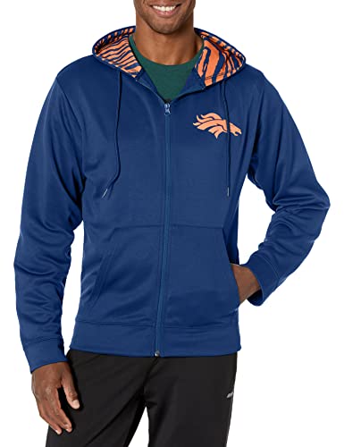 Zubaz NFL Men's Denver Broncos Team Full Zip Up Hoodie With Zebra Accents