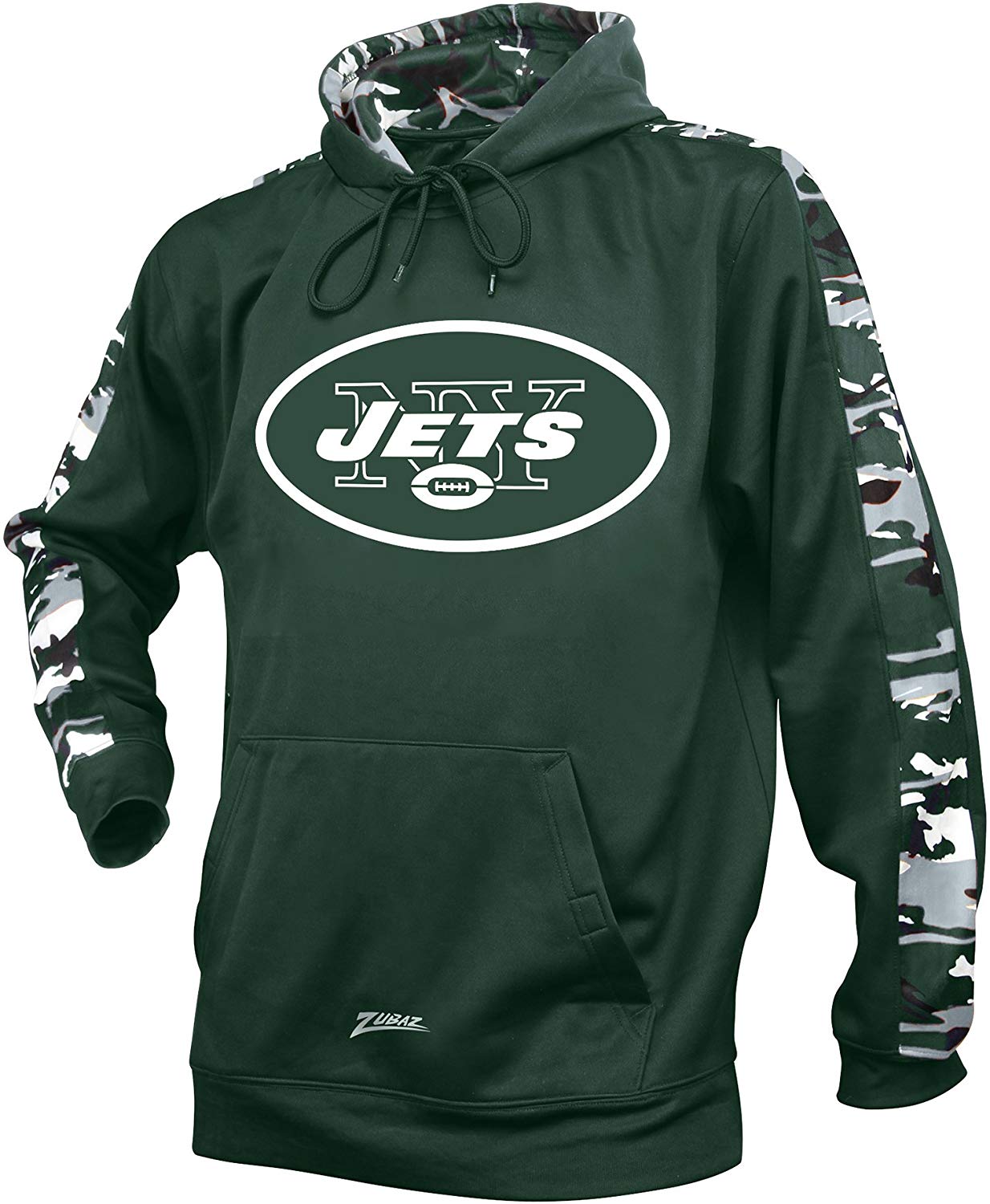 Zubaz NFL Men's New York Jets Pullover Hoodie with Camo Print, Green