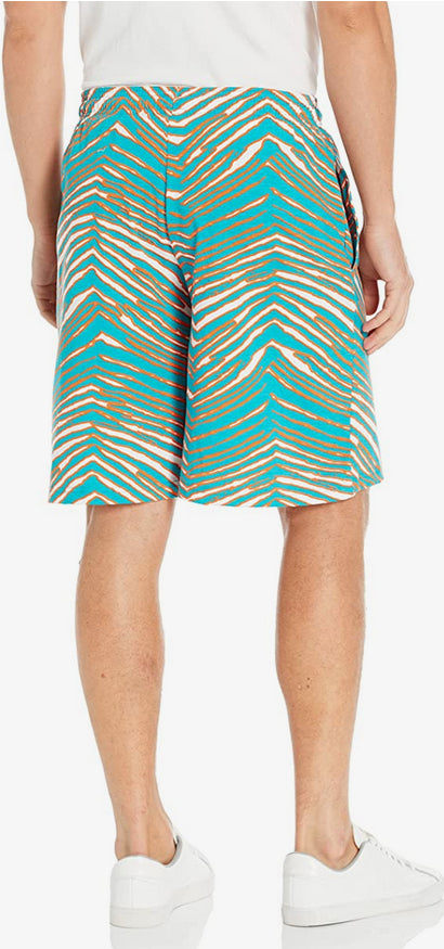 Zubaz Miami Dolphins NFL Men's Classic Zebra Print Shorts with Team Logo