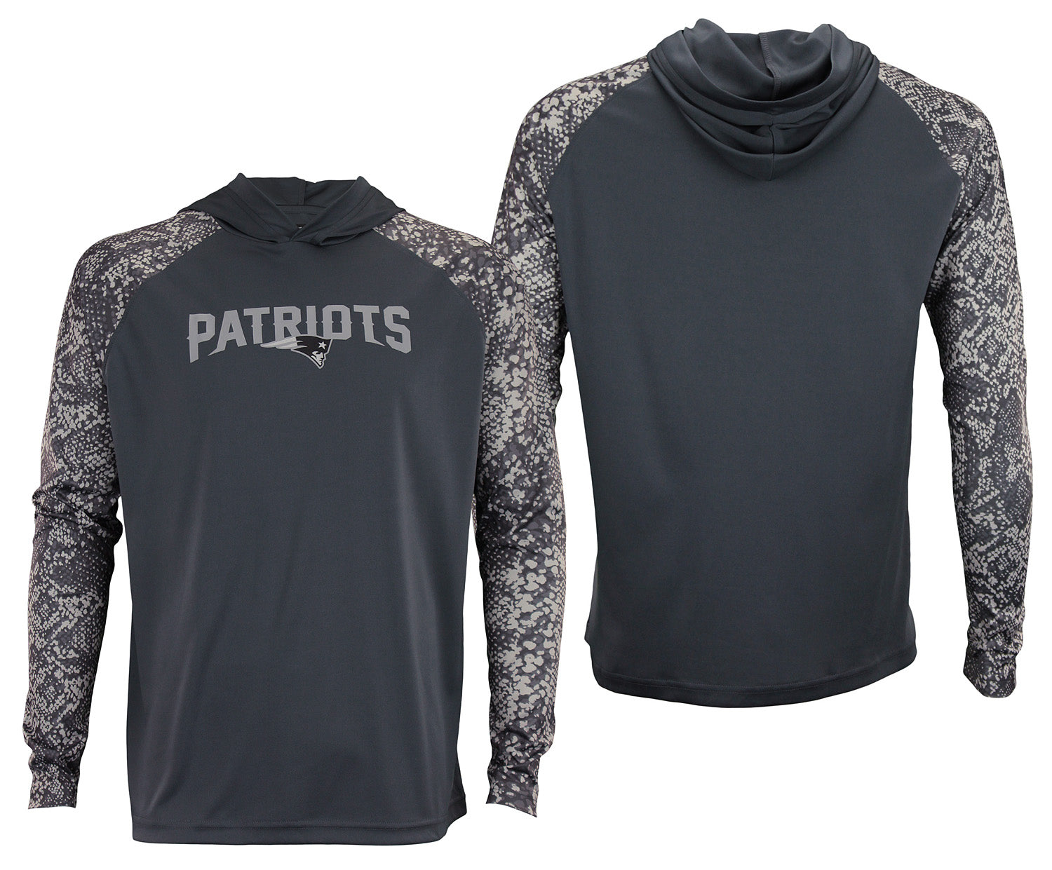 Zubaz NFL Men's New England Patriots Gray Post Light Weight Hoodie