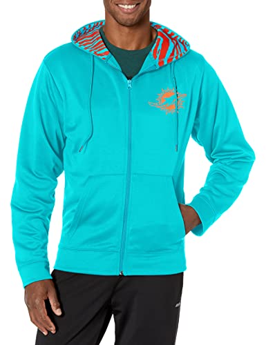 Zubaz NFL Men's Miami Dolphins Team Full Zip Up Hoodie With Zebra Accents