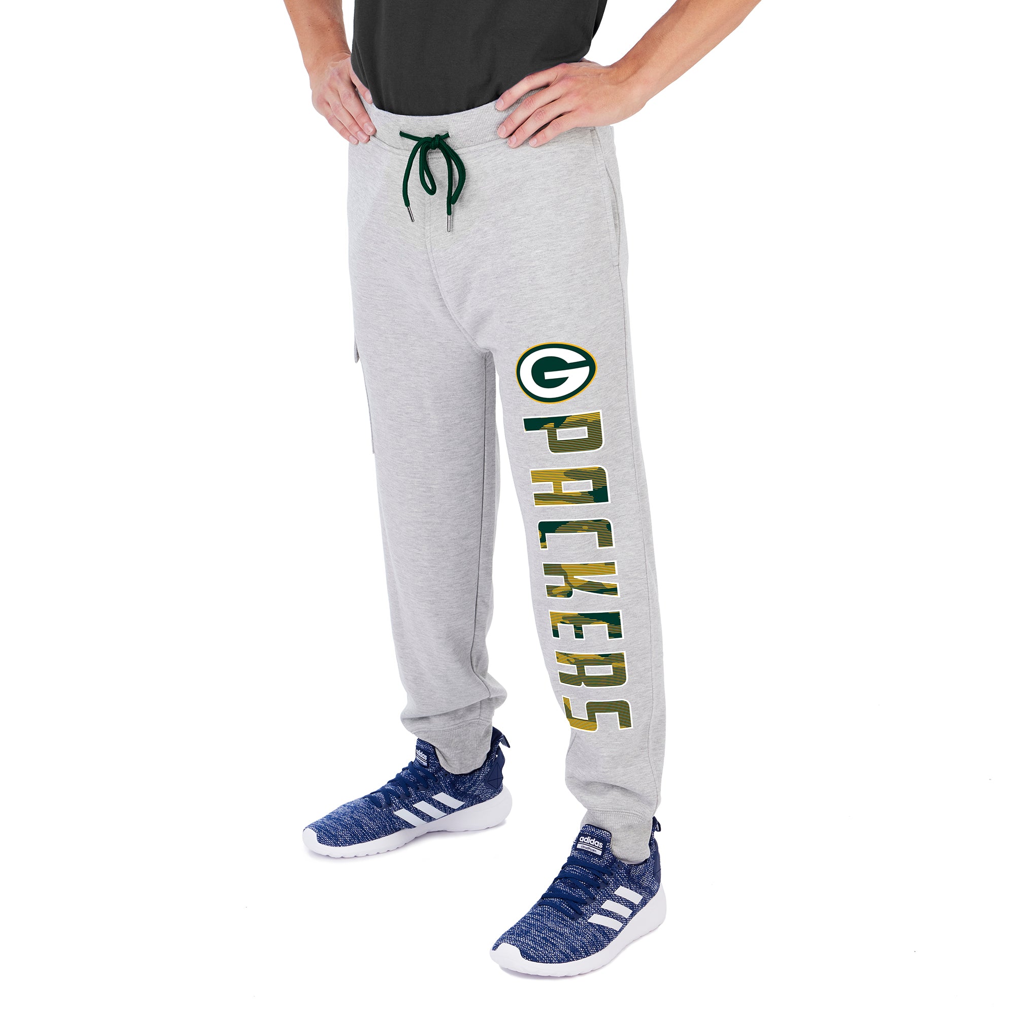 Zubaz Men's NFL Green Bay Packers Heather Gray Cargo Sweatpants