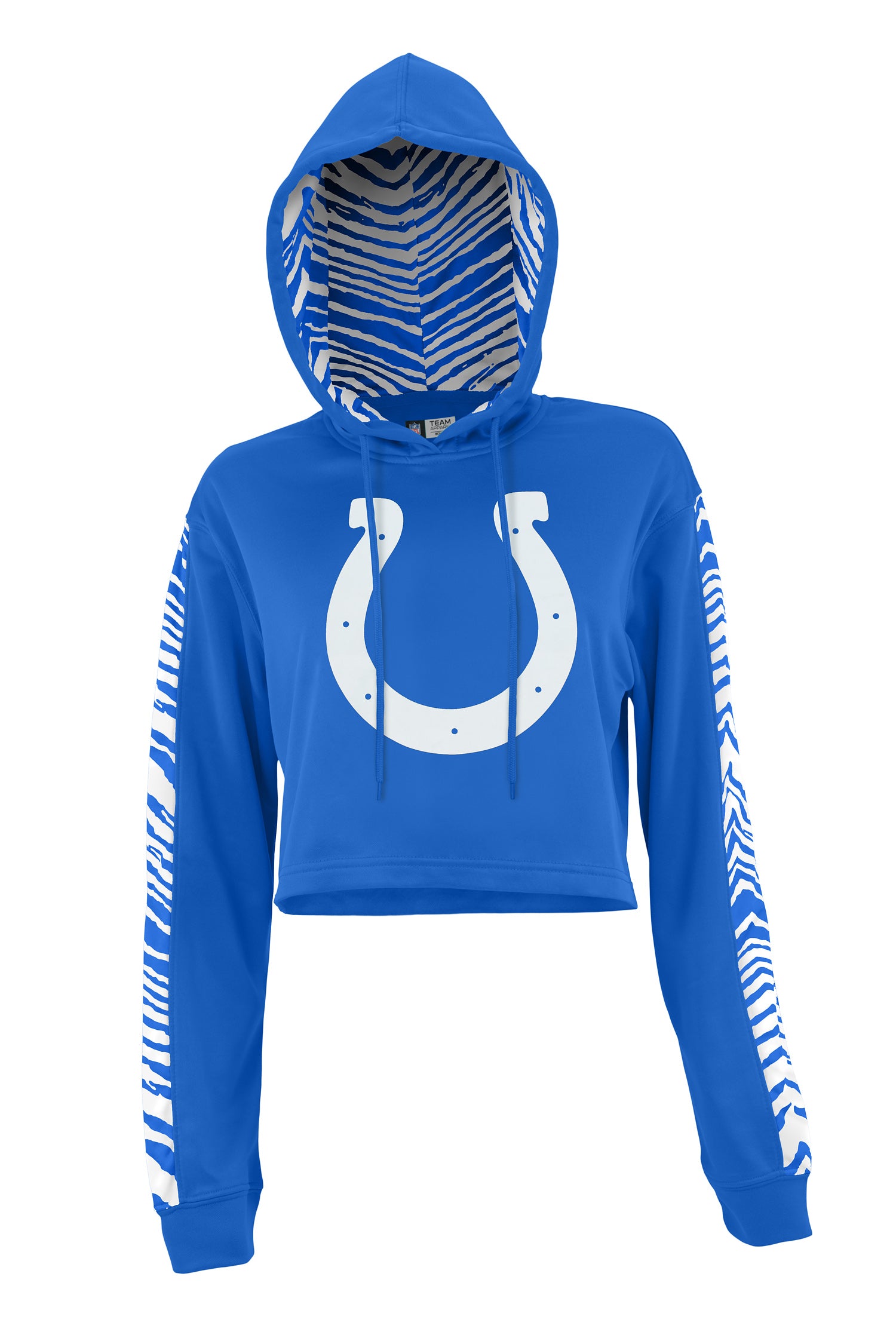 Zubaz NFL Women's Indianapolis Colts Zebra Team Logo Crop Top Hoodie