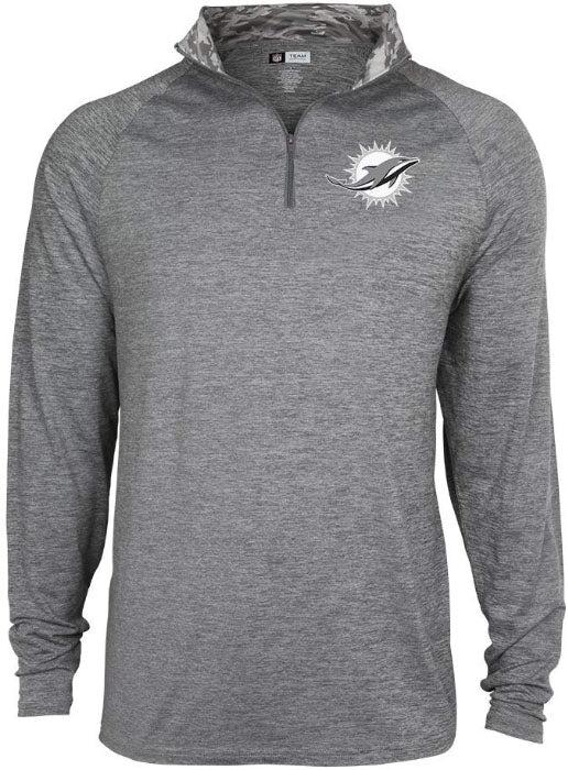 Zubaz NFL Football Men's Miami Dolphins Tonal Gray Quarter Zip Sweatshirt