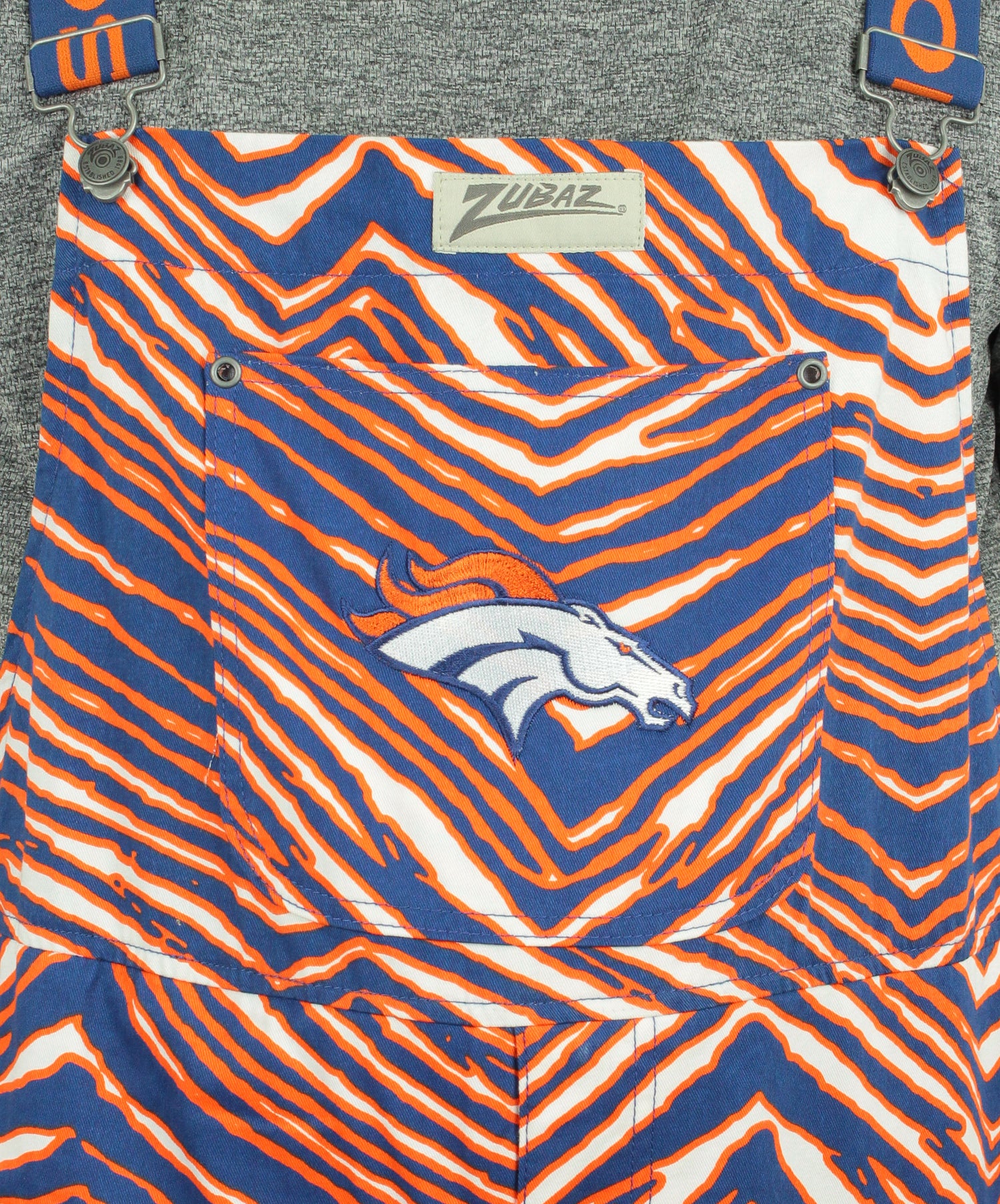 Zubaz NFL Men's Denver Broncos Zebra Printed Team Bib Overalls