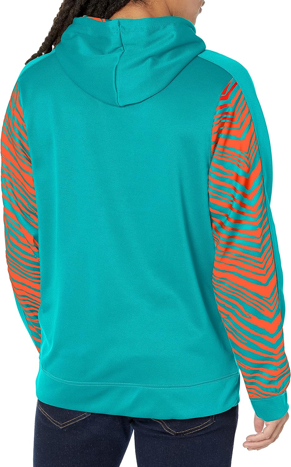 Zubaz NFL Men's Miami Dolphins Team Color with Zebra Accents Pullover Hoodie