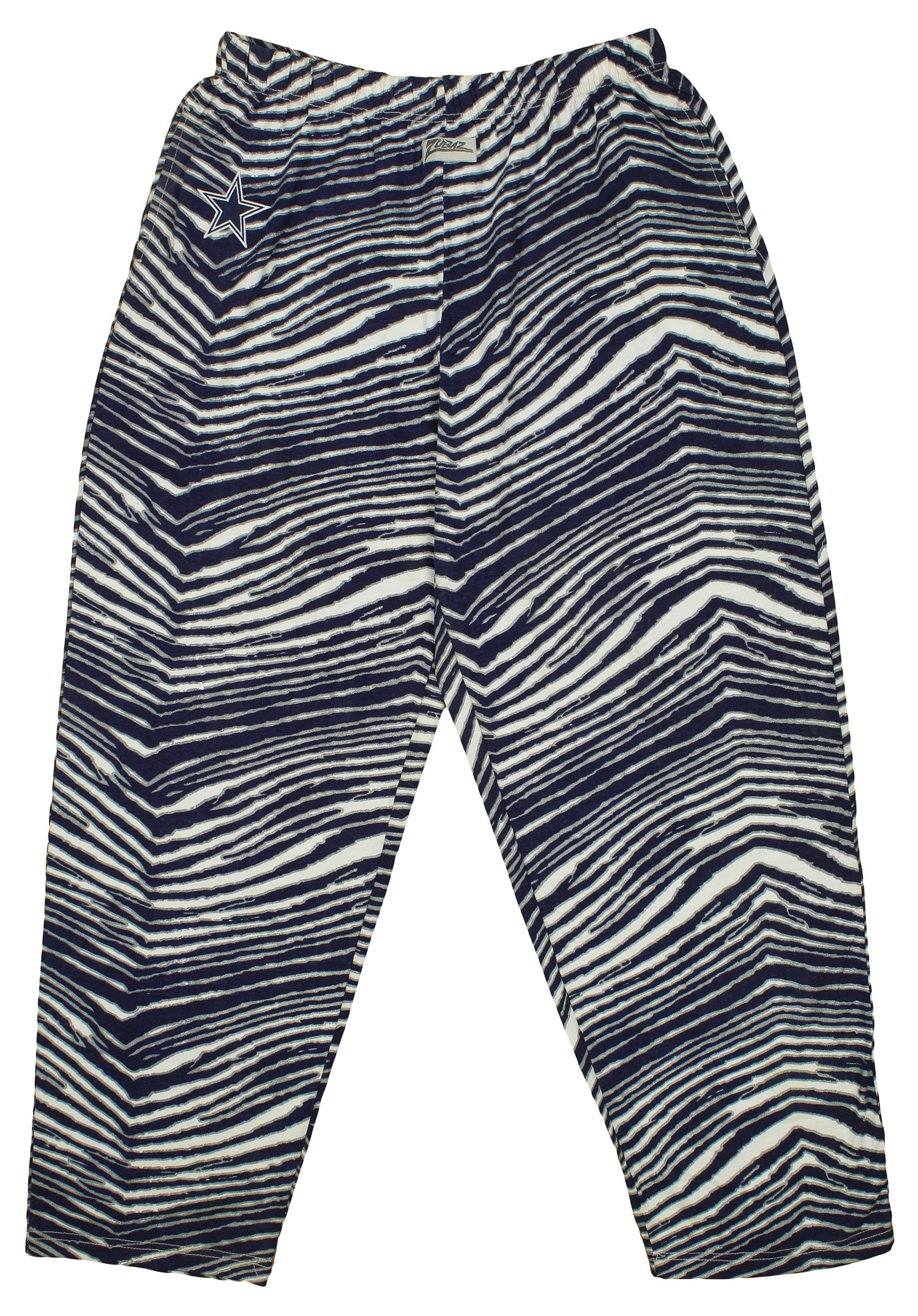 Zubaz NFL Men's Dallas Cowboys Team Single Line Zebra Pants, Metallic Silver