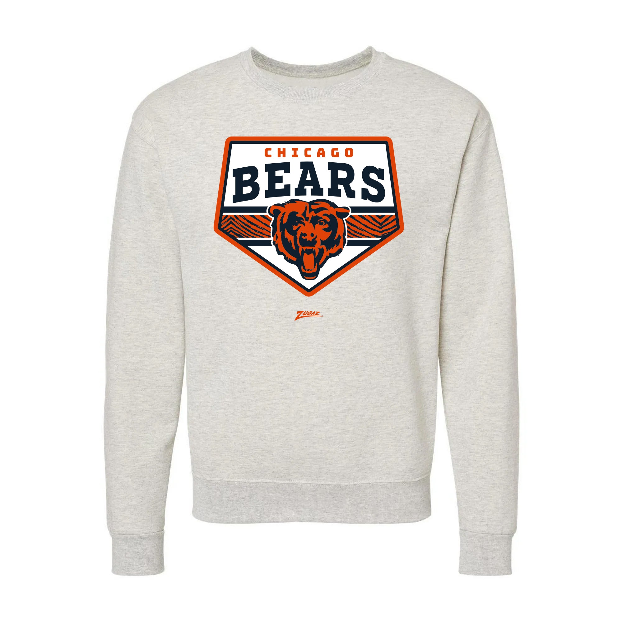 Zubaz NFL Chicago Bears Unisex Adult Men's & Women's Pullover Fleece Crew Neck Sweatshirt, Z2C Chip Shot, Oatmeal Heather