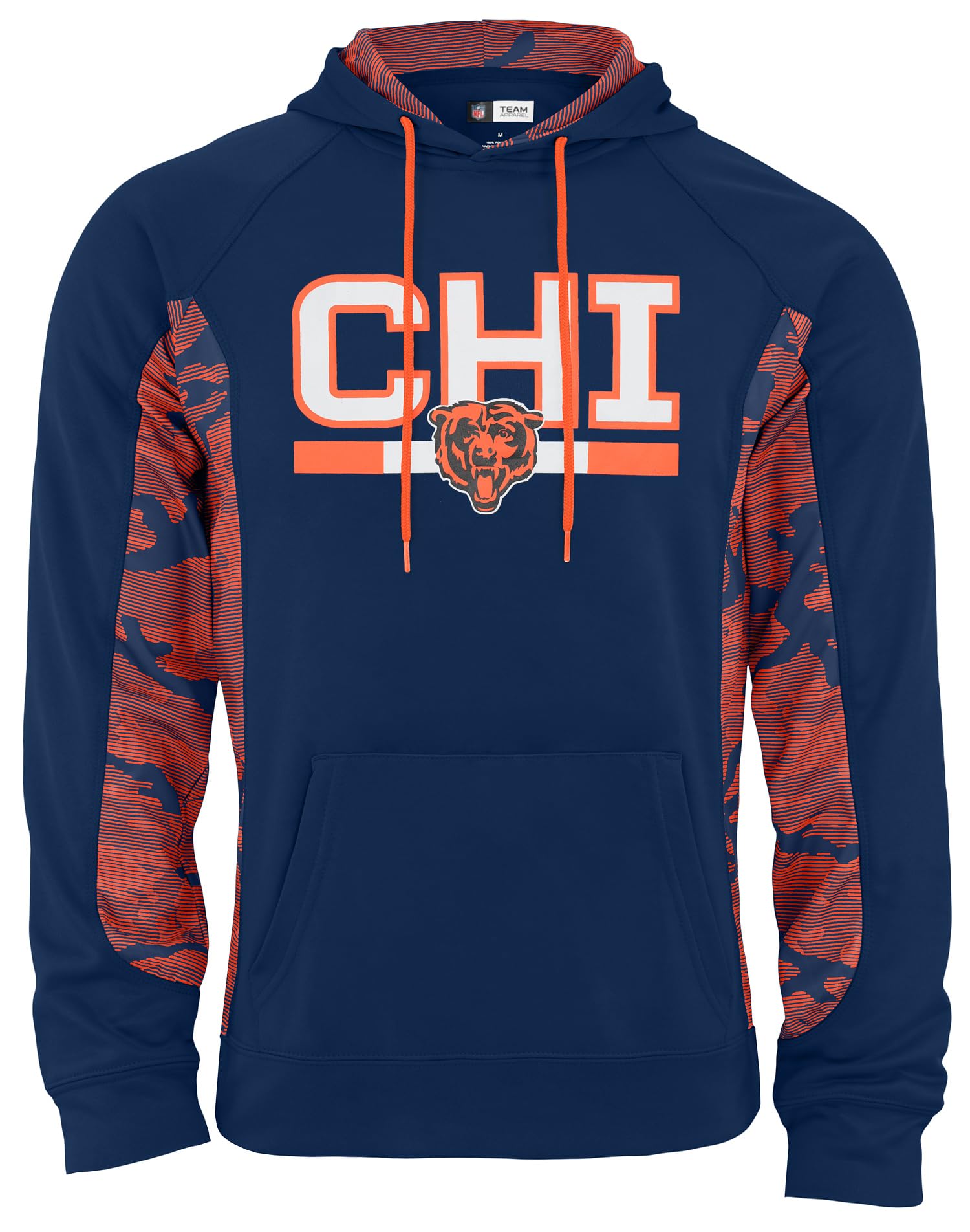 Zubaz NFL Men's Elevated Hoodie With Camo Lines, Chicago Bears