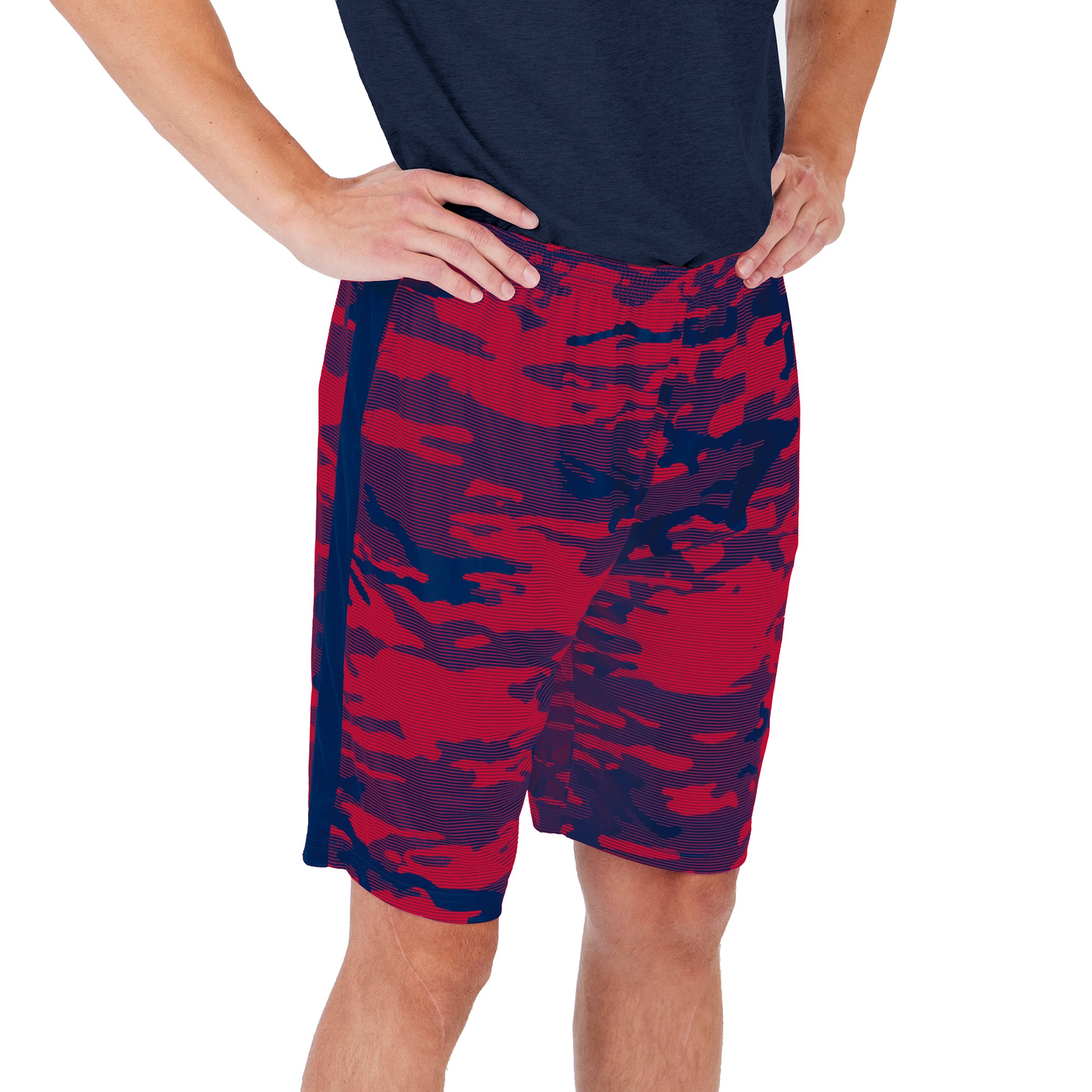 Zubaz Men's NFL New England Patriots Lightweight Camo Lines Shorts with Logo