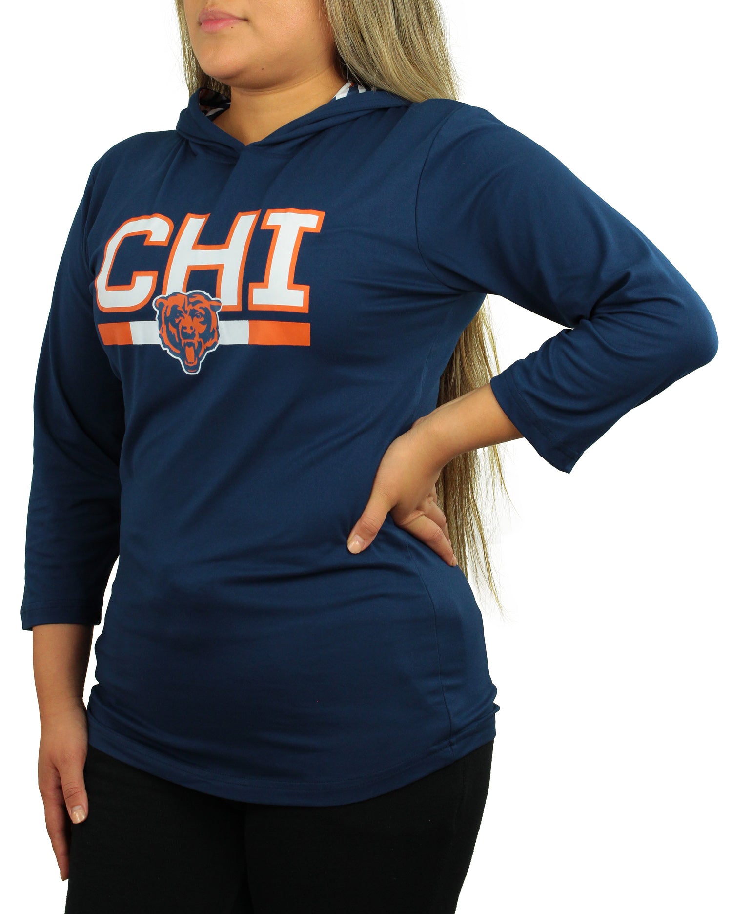 Zubaz NFL Women's Chicago Bears Solid Team Color Lightweight Pullover Hoodie