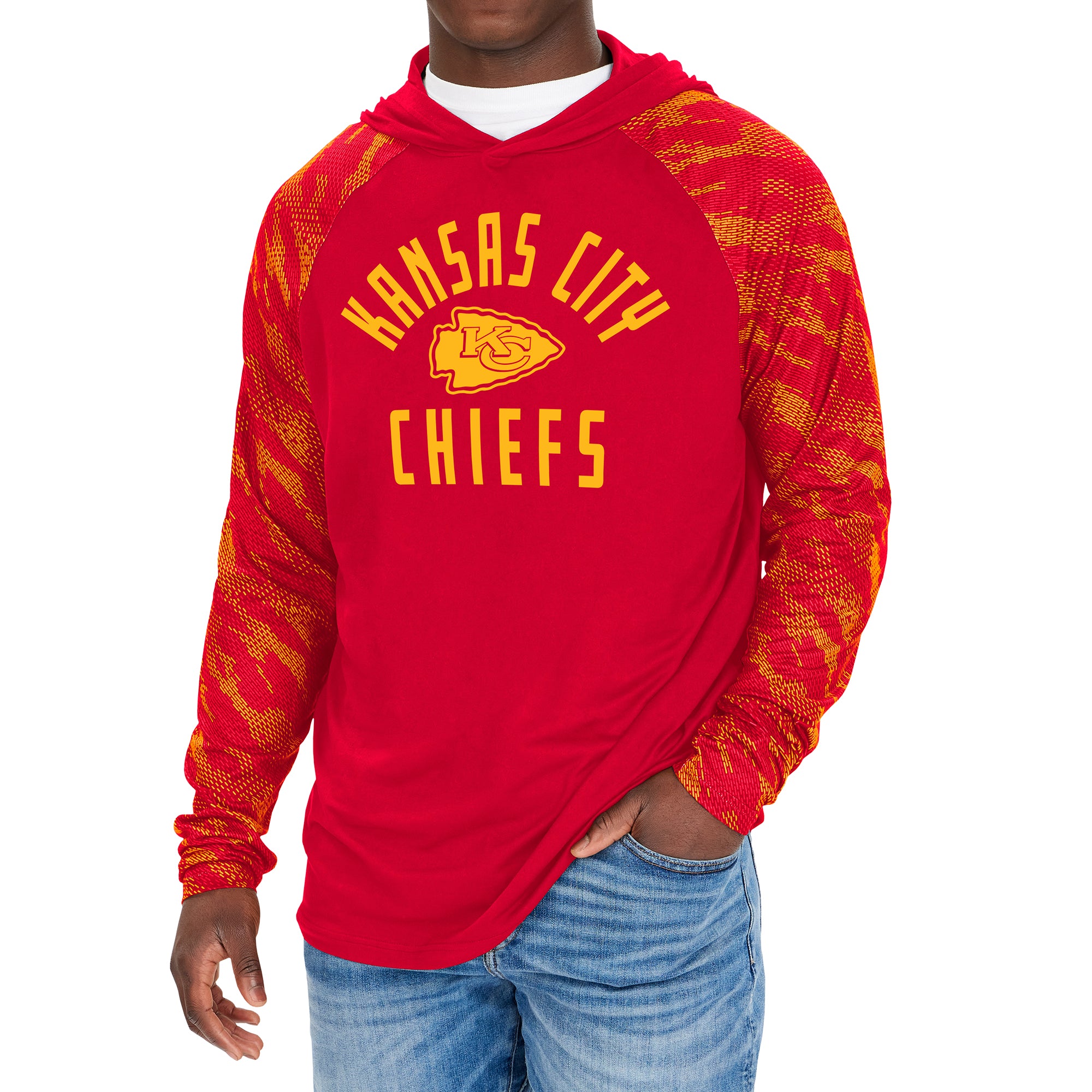Zubaz NFL Men's Kansas City Chiefs Viper Print Pullover Hooded Sweatshirt