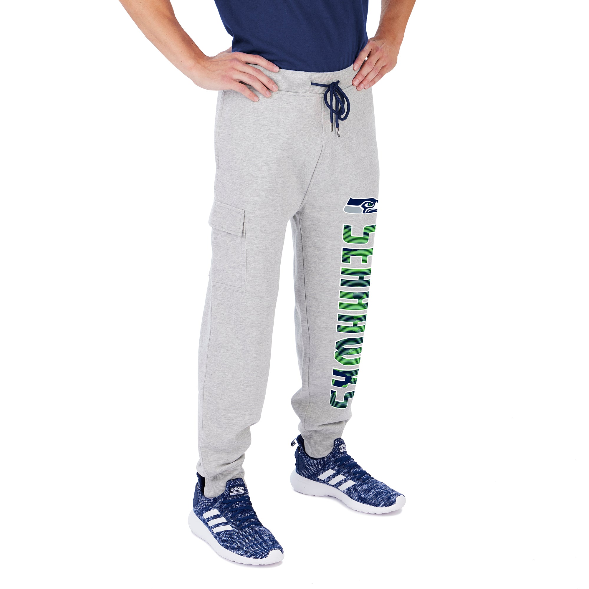 Zubaz Men's NFL Seattle Seahawks Heather Gray Cargo Sweatpants