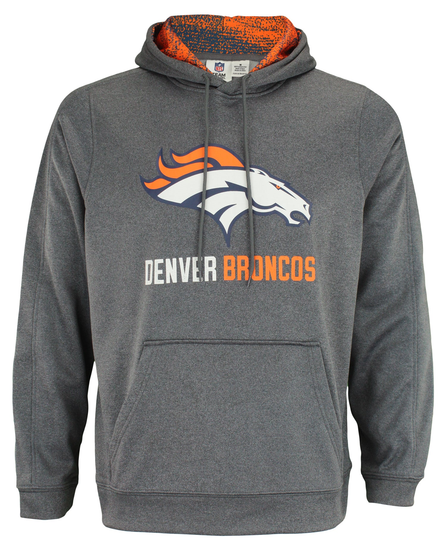 Zubaz NFL Denver Broncos Men's Heather Grey Performance Fleece Hoodie