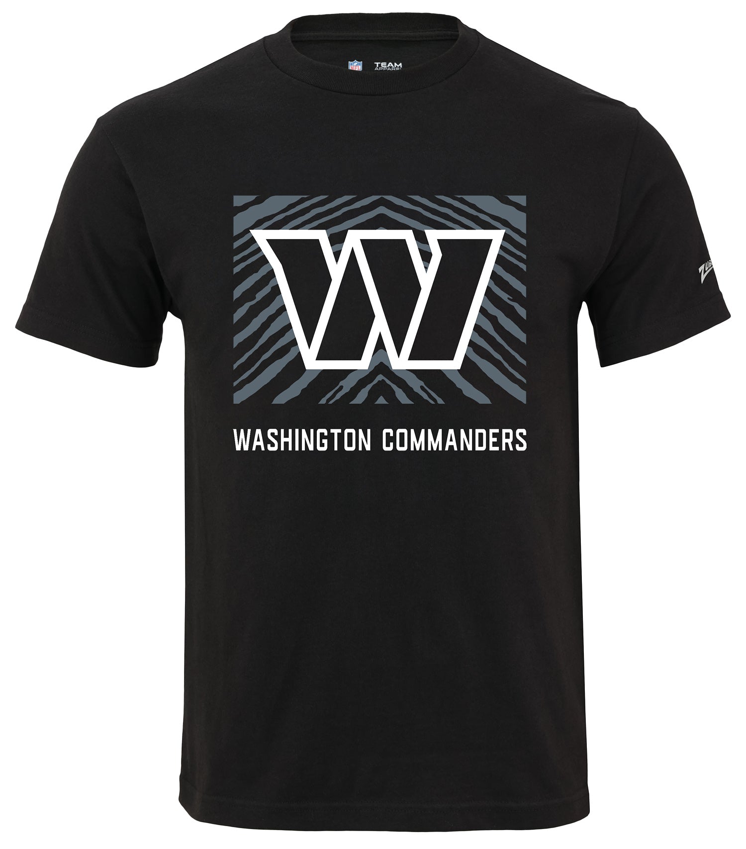 Zubaz NFL Unisex Cotton Heavyweight Short Sleeve T-shirt Black With Grey Tonal Tunnel Logo, Washington Commanders