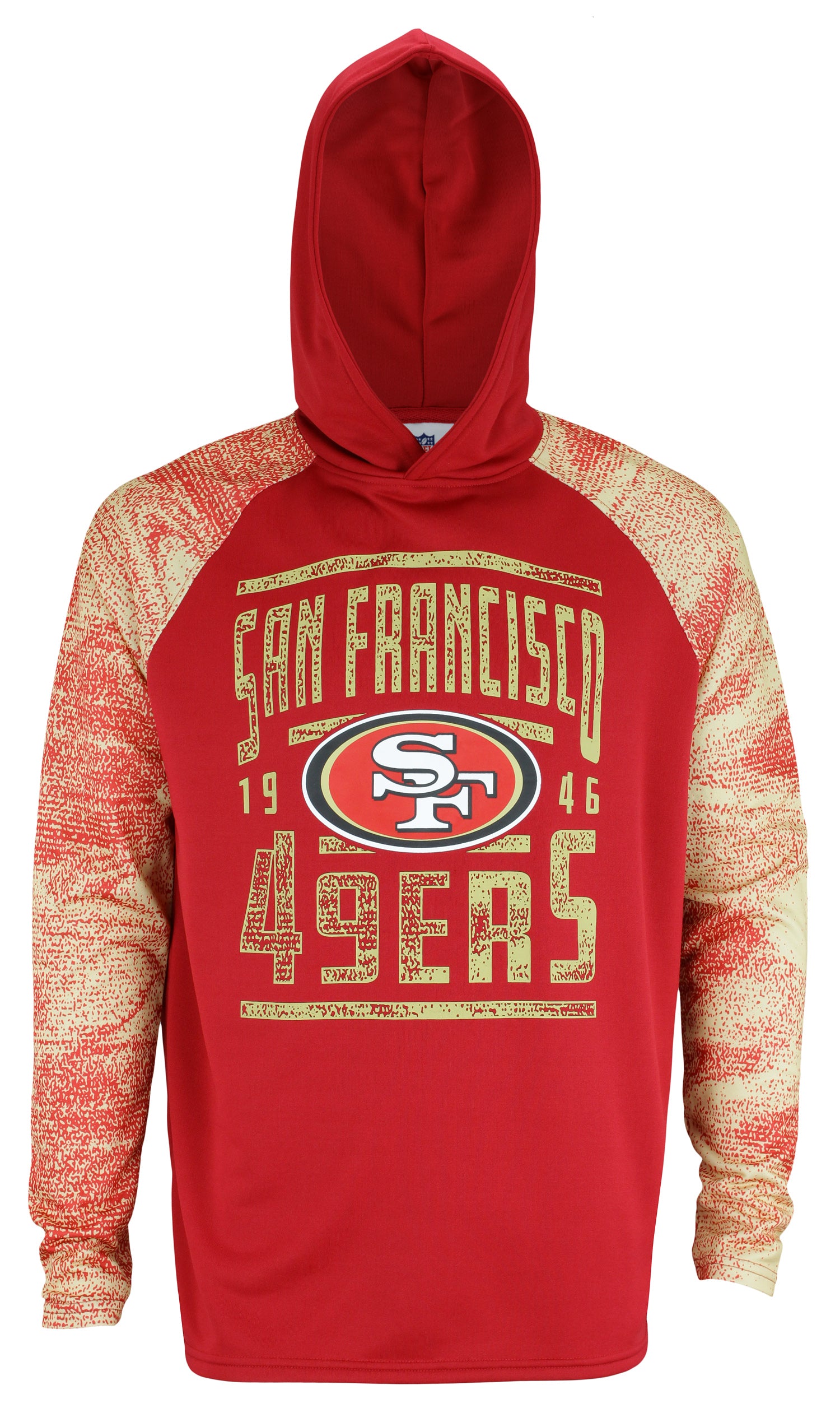 Zubaz NFL Men's San Francisco 49ers Light Weight Pullover Hoodie with Static Sleeves