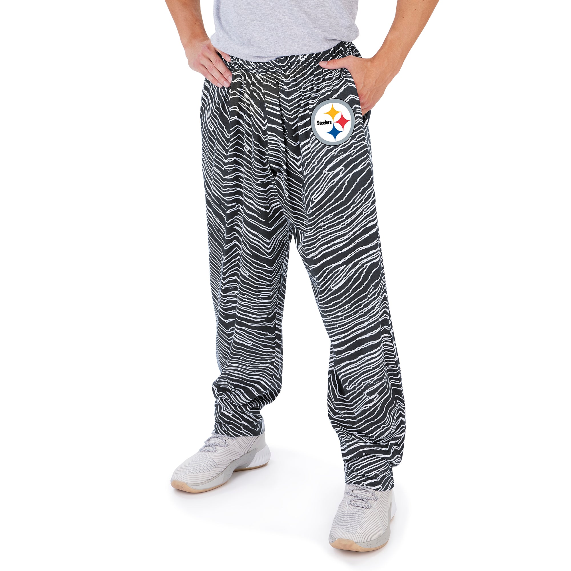 Zubaz NFL Men's Pittsburgh Steelers Zebra Outline Comfy Pants