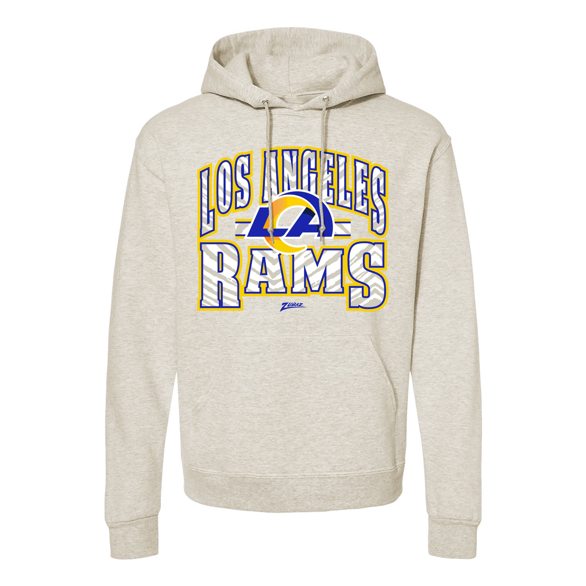 Zubaz NFL Los Angeles Rams  Unisex Pullover Fleece Hoodie for Adult Men and Women, Z2T Kickoff, Oatmeal Heather