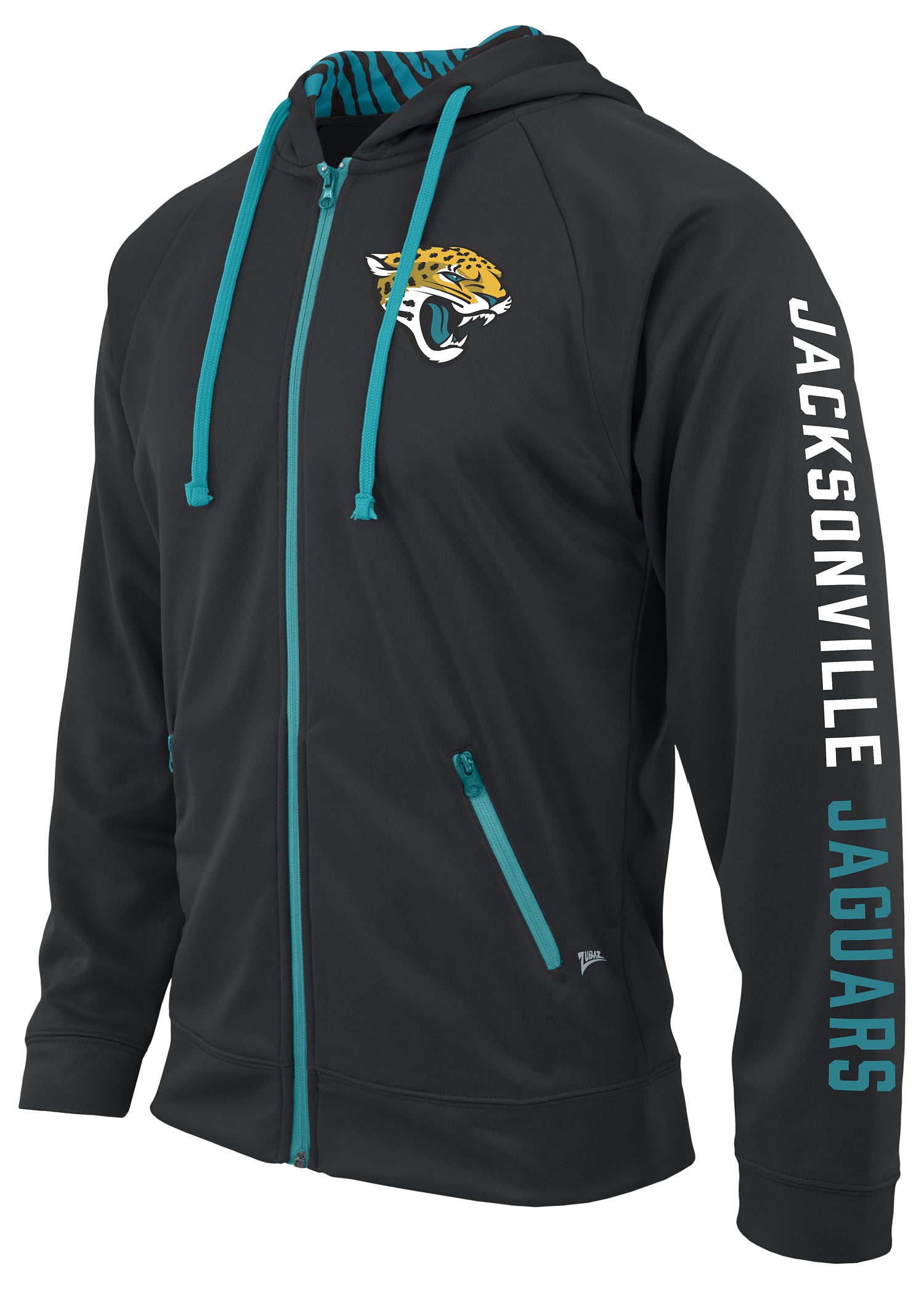 Zubaz NFL Men's Team Name and Logo Full Zip Hoodie Jacksonville Jaguars