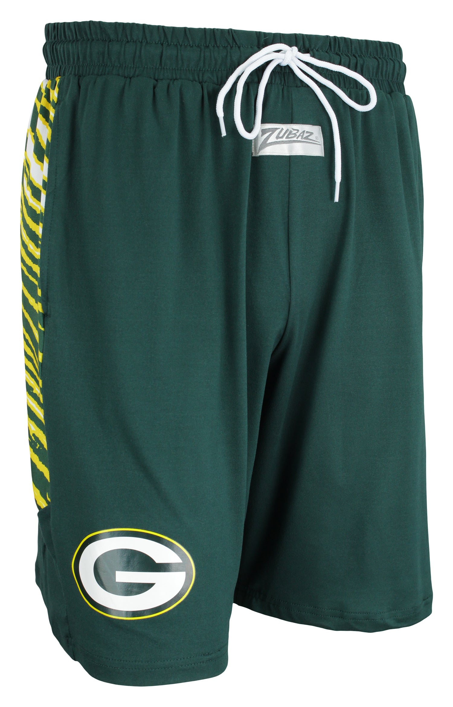 Zubaz NFL Men's Green Bay Packers Team Logo Zebra Side Seam Shorts, Green