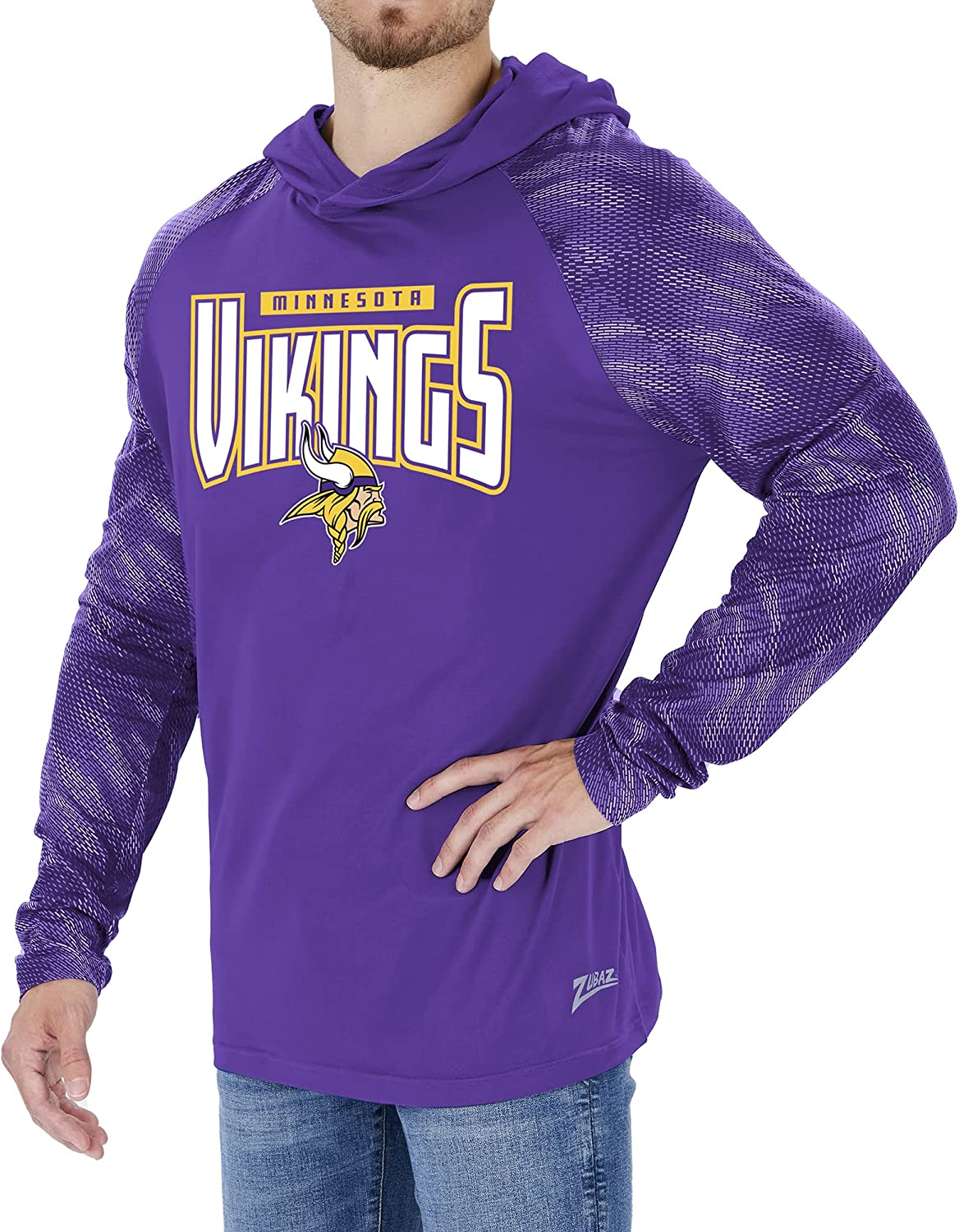 Zubaz Minnesota Vikings NFL Men's Team Color Hoodie with Tonal Viper Sleeves