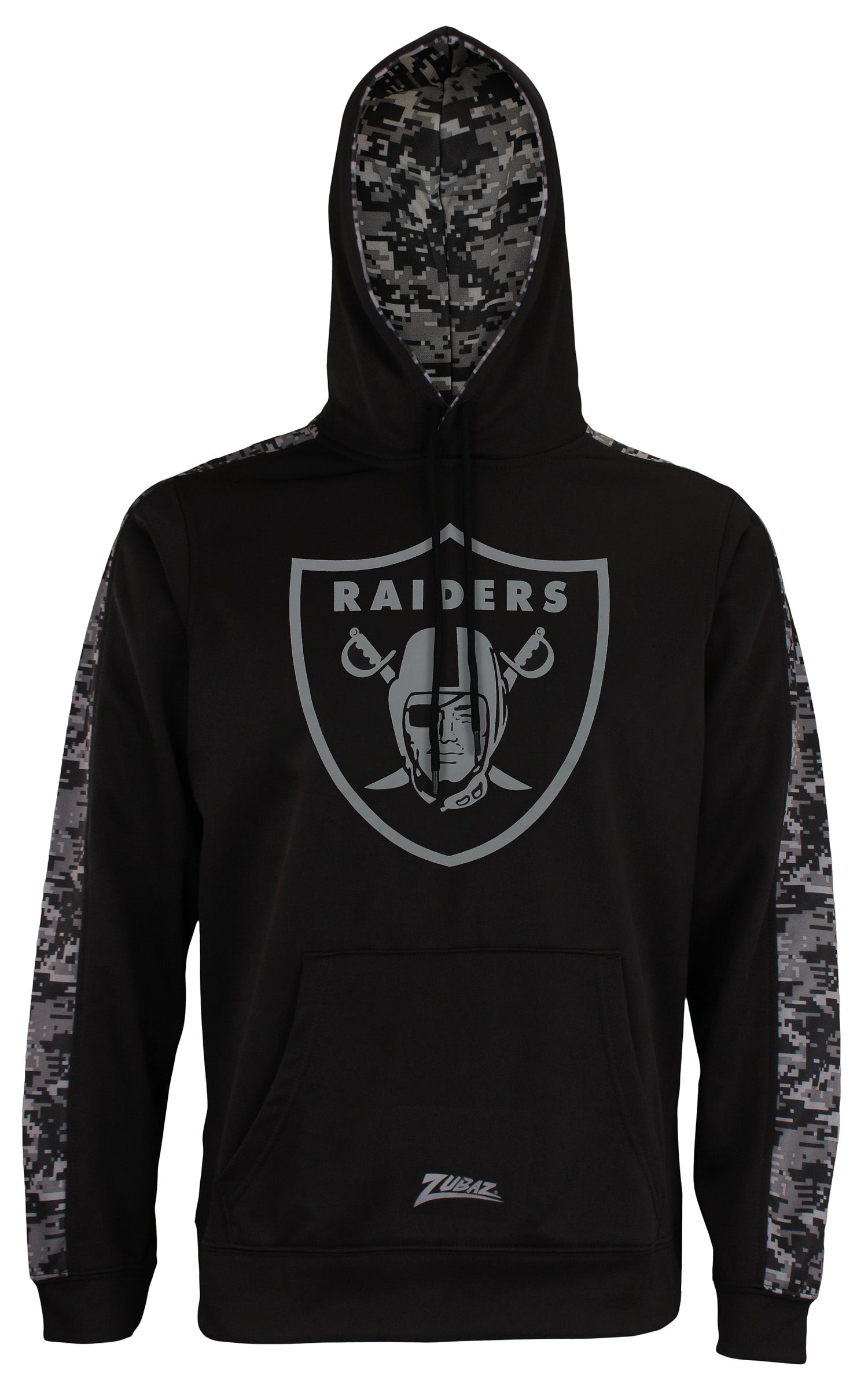 Zubaz Men's NFL Oakland Raiders Black Digi Camo Pullover Hoodie