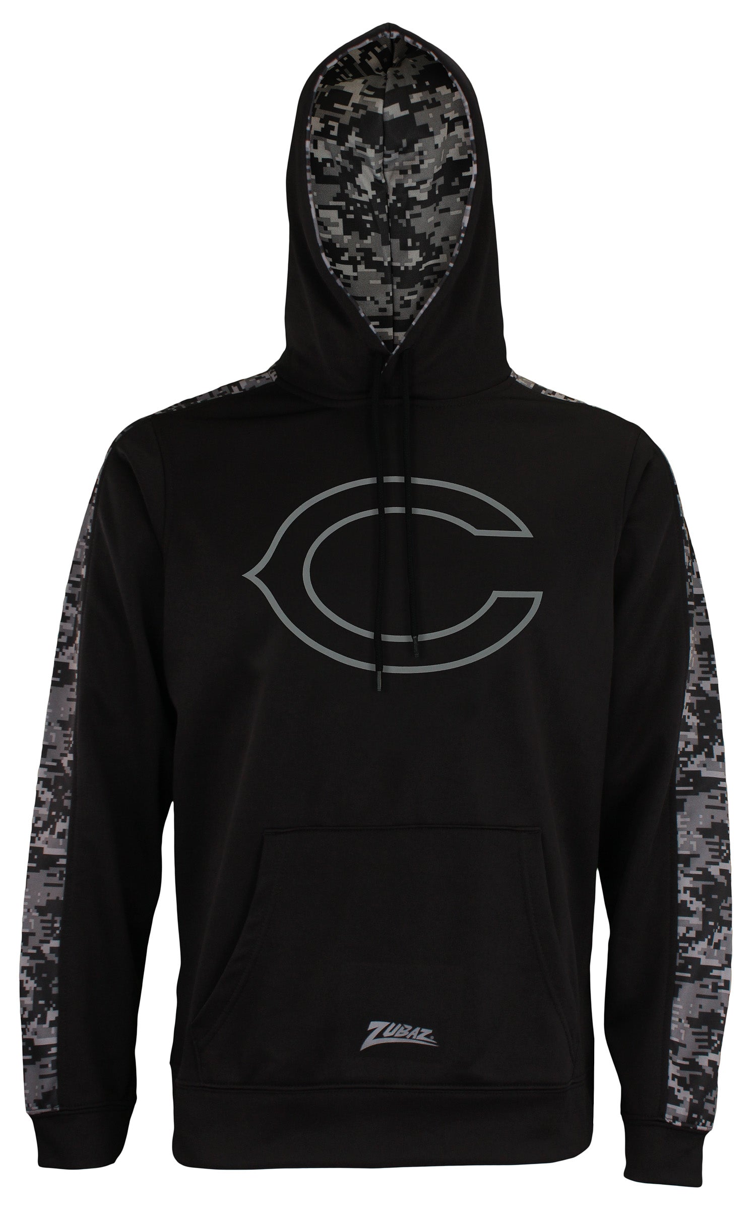 Zubaz Men's NFL Chicago Bears Black Digi Camo Pullover Hoodie