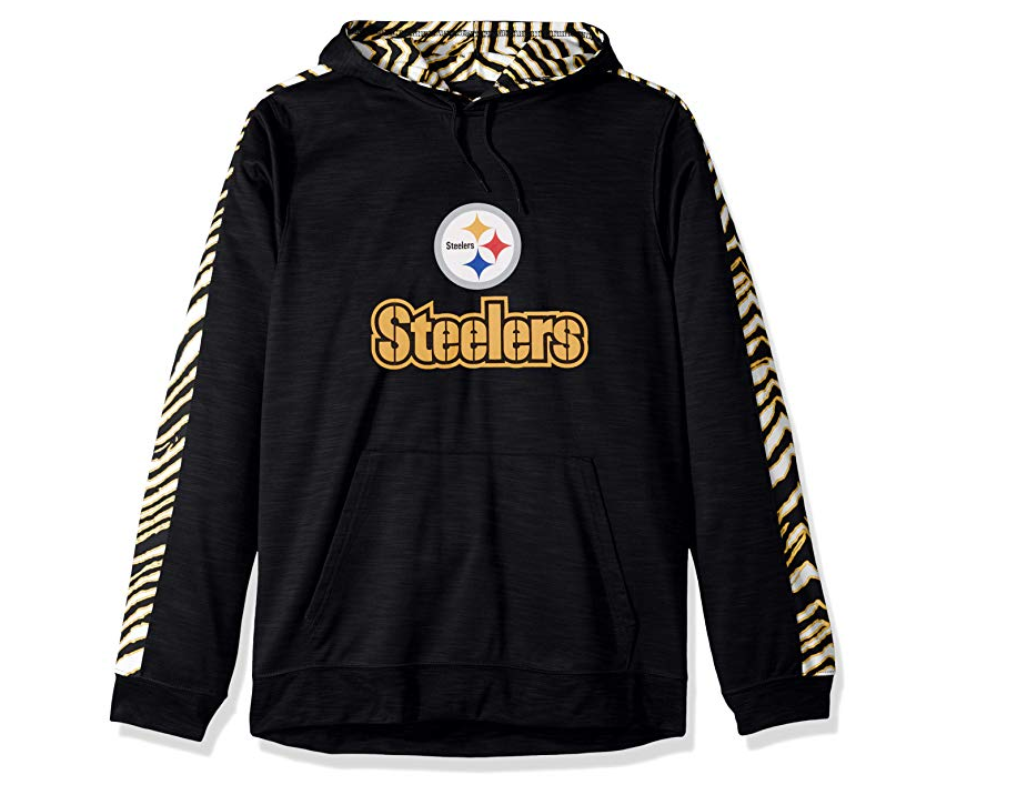 Zubaz Men's NFL Pittsburgh Steelers Pullover Hoodie With Zebra Accents