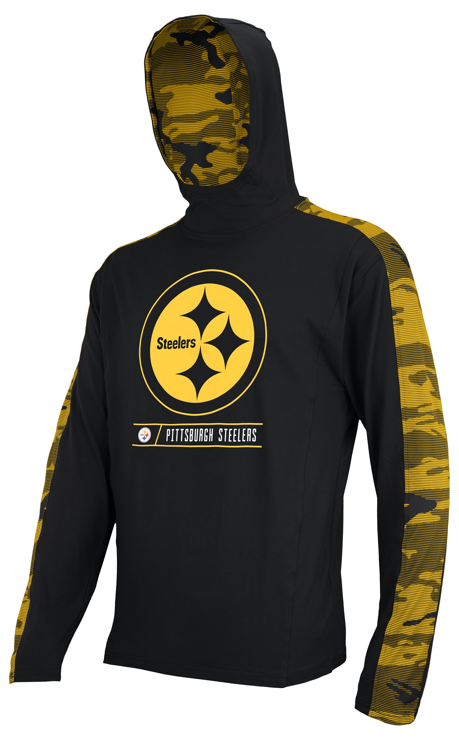 Zubaz NFL Men's Pittsburgh Steelers Team Color Block 1/4 Camo Lines Zip Hoodie