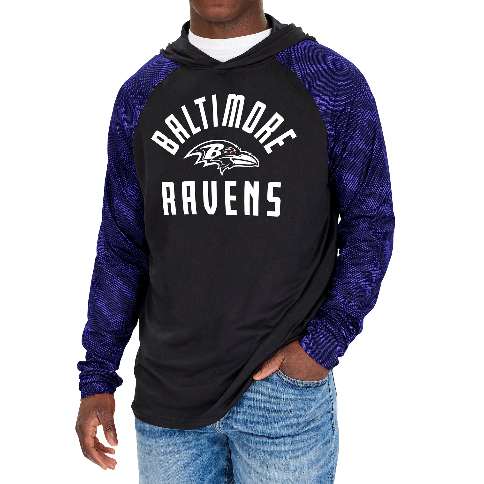 Zubaz NFL Men's Baltimore Ravens Viper Print Pullover Hooded Sweatshirt