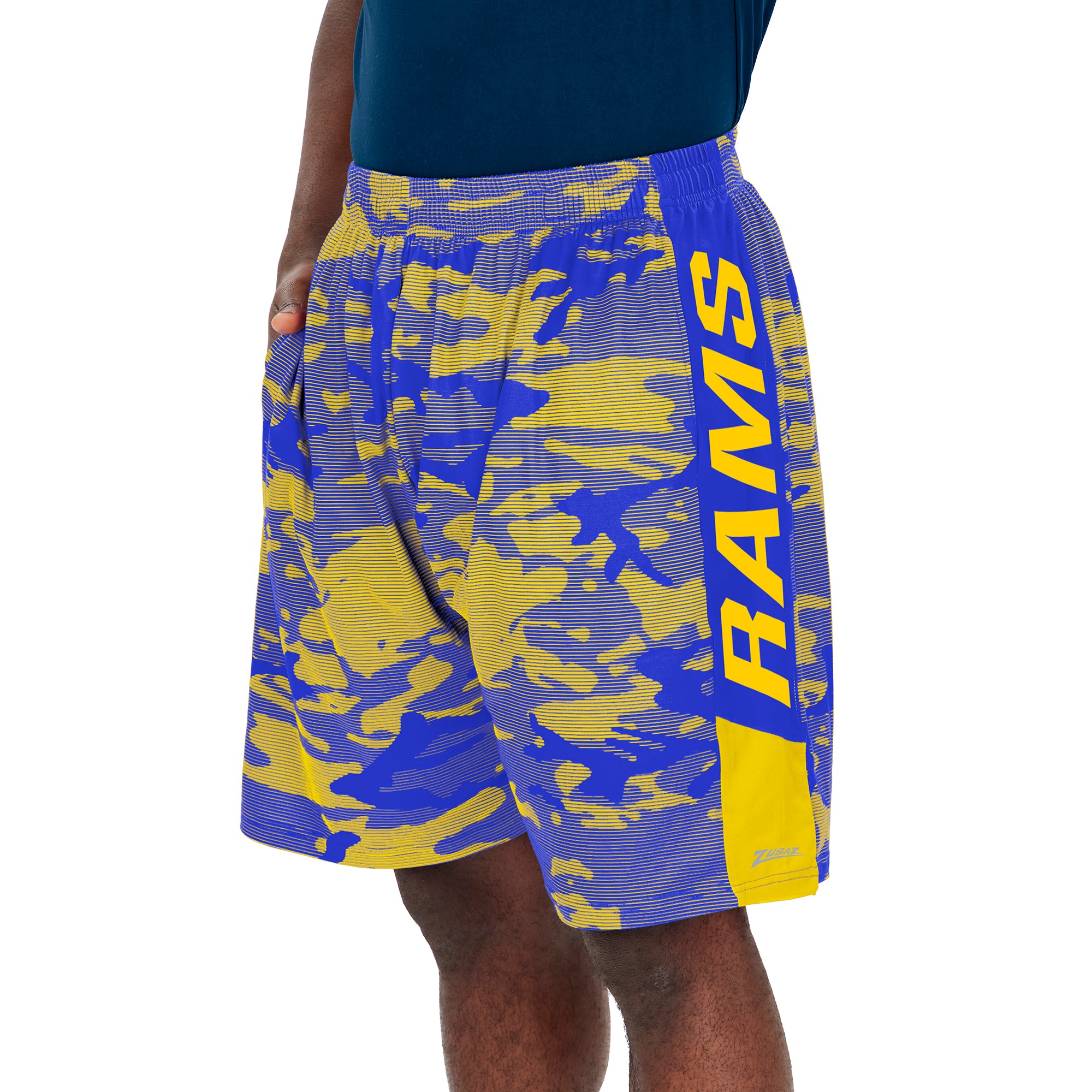 Zubaz Men's NFL Los Angeles Rams Lightweight Shorts with Camo Lines