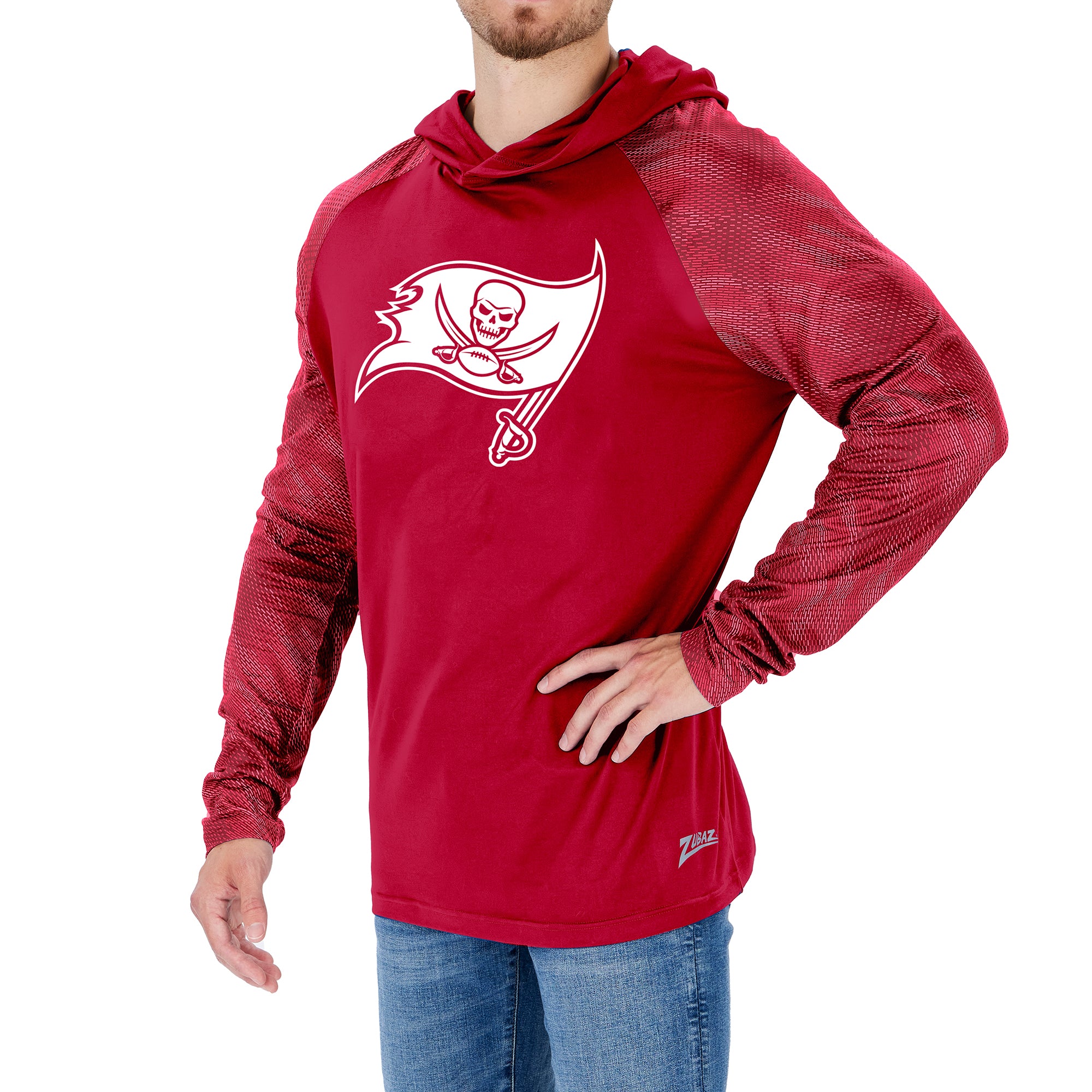 Zubaz NFL Men's Tampa Bay Buccaneers Pullover Hoodie W/ Viper Print Sleeves