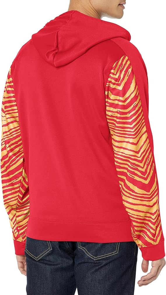 Zubaz NFL KANSAS CITY CHIEFS TEAM COLOR FULL ZIP HOOD W/ 2-COLOR ZEBRA ACCENTS