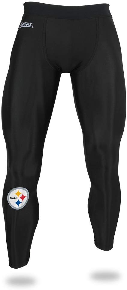 Zubaz NFL Men's Pittsburgh Steelers Active Performance Compression Black Leggings