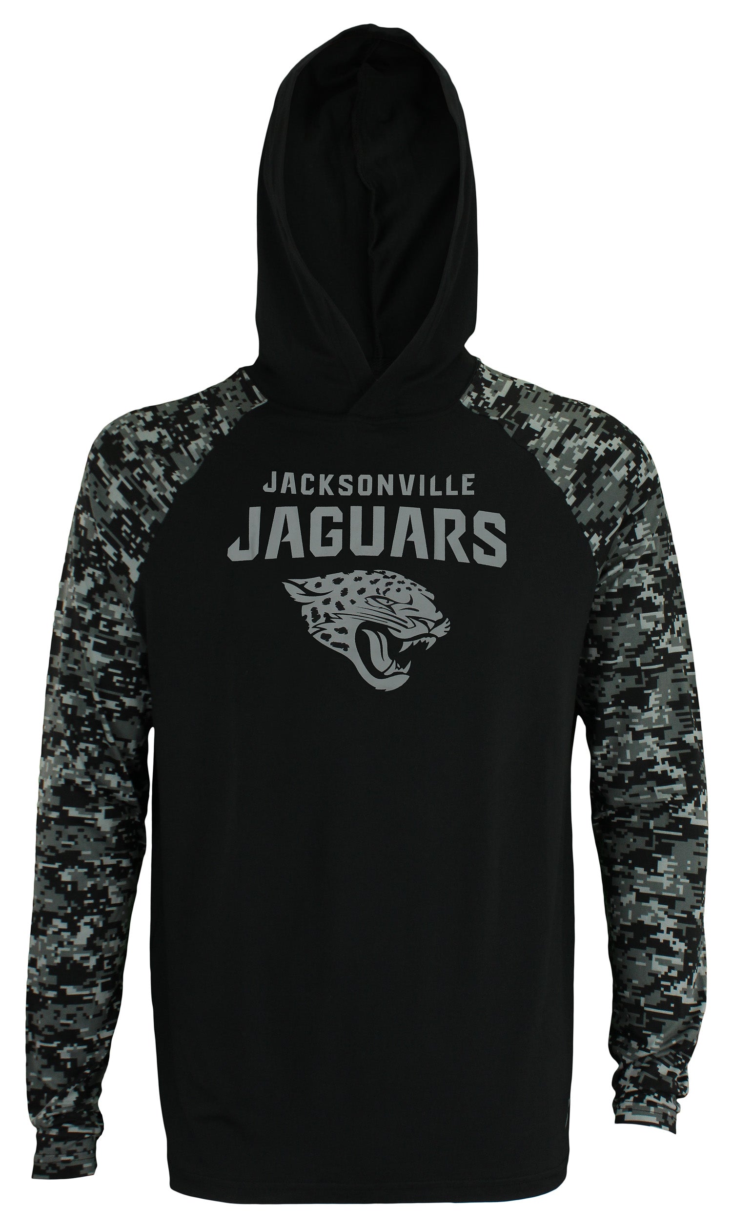 Zubaz NFL Men's Jacksonville Jaguars Solid Body Digital Camo Trim Hoodie, Black