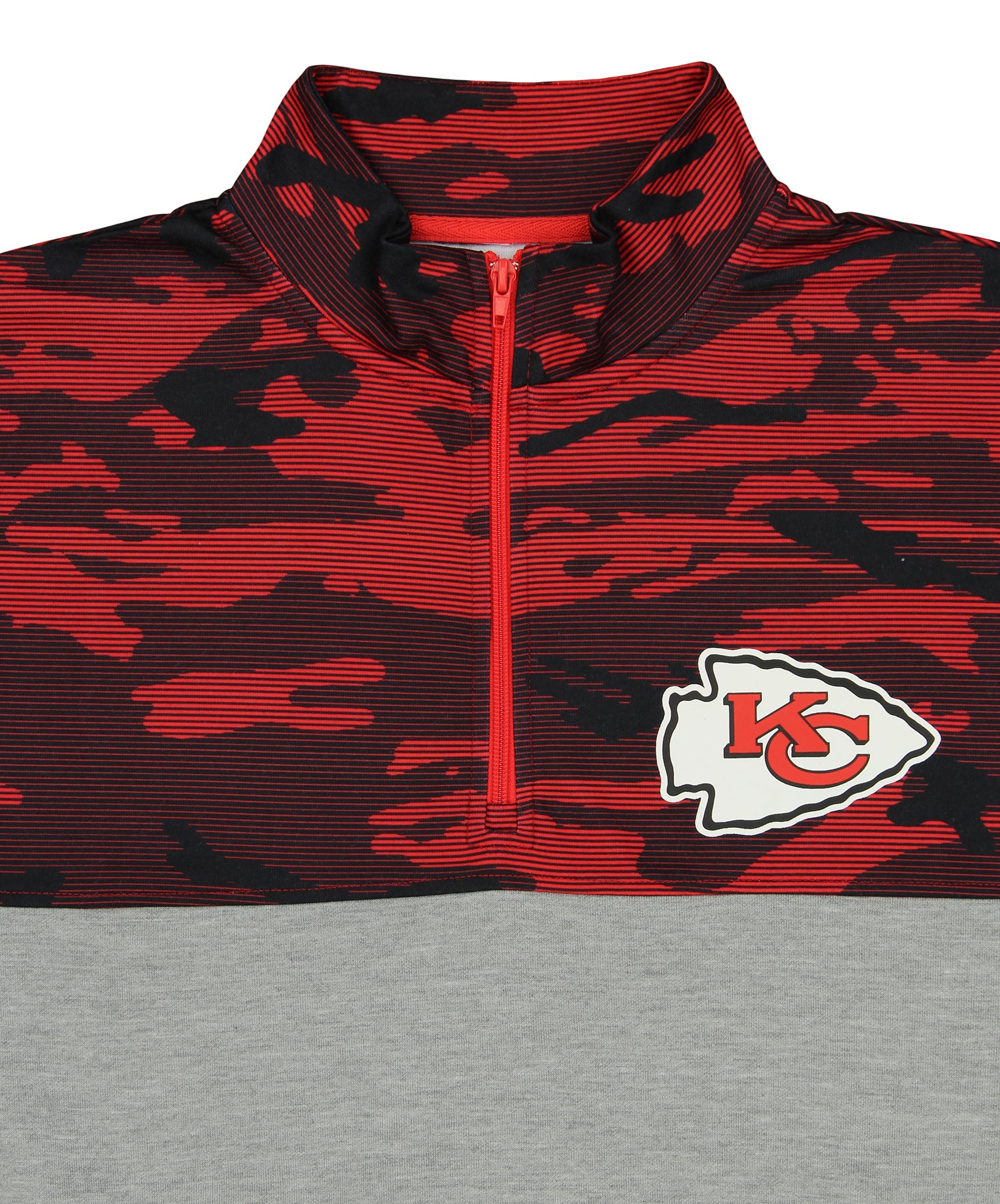 Zubaz Men's NFL Kansas City Chiefs 1/4 Zip Fleece Pullover with Camo Lines