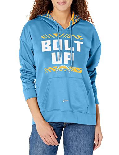 Zubaz NFL Women's Los Angeles Chargers Solid Team Color Hoodie with Zebra Details