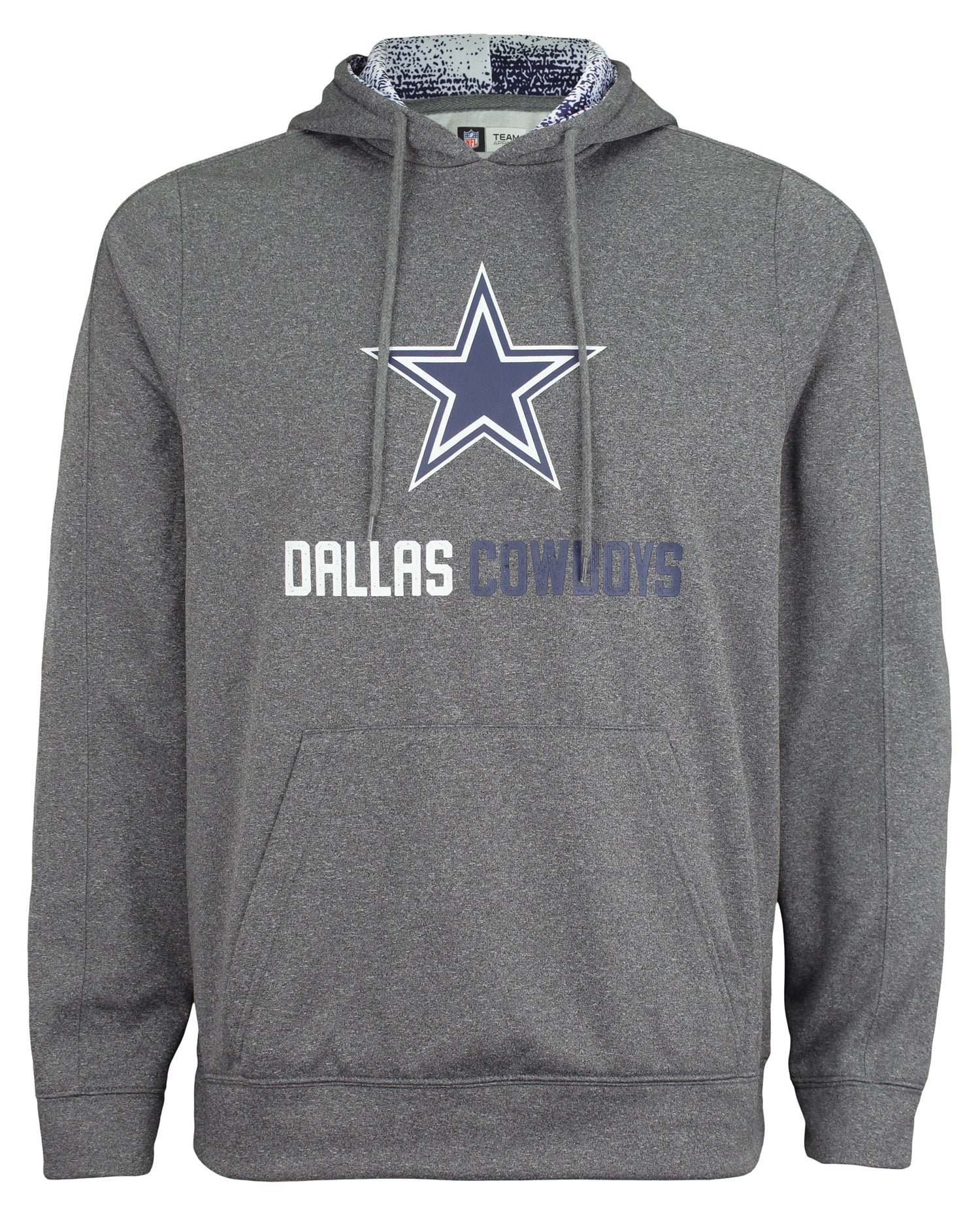 Zubaz NFL Men's Dallas Cowboys Performance Fleece Hoodie, Heather Grey