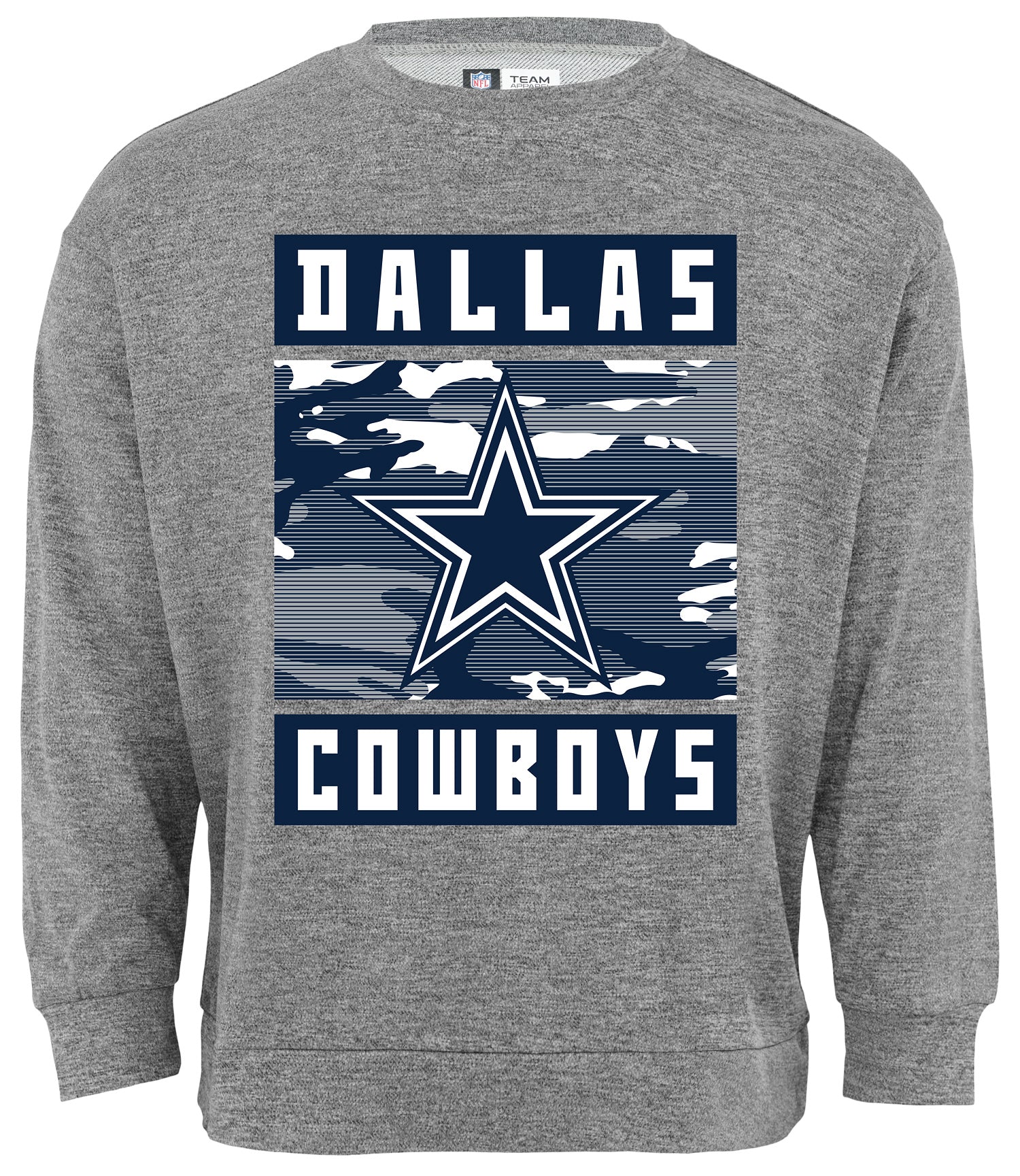 Zubaz NFL Men's Dallas Cowboys  Heather Grey Crewneck Sweatshirt