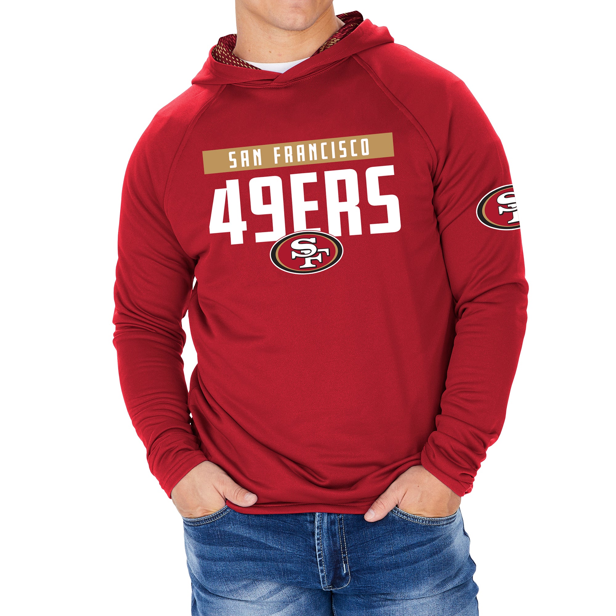 Zubaz NFL Men's San Francisco 49ers Team Color Hoodie W/ Viper Print Details