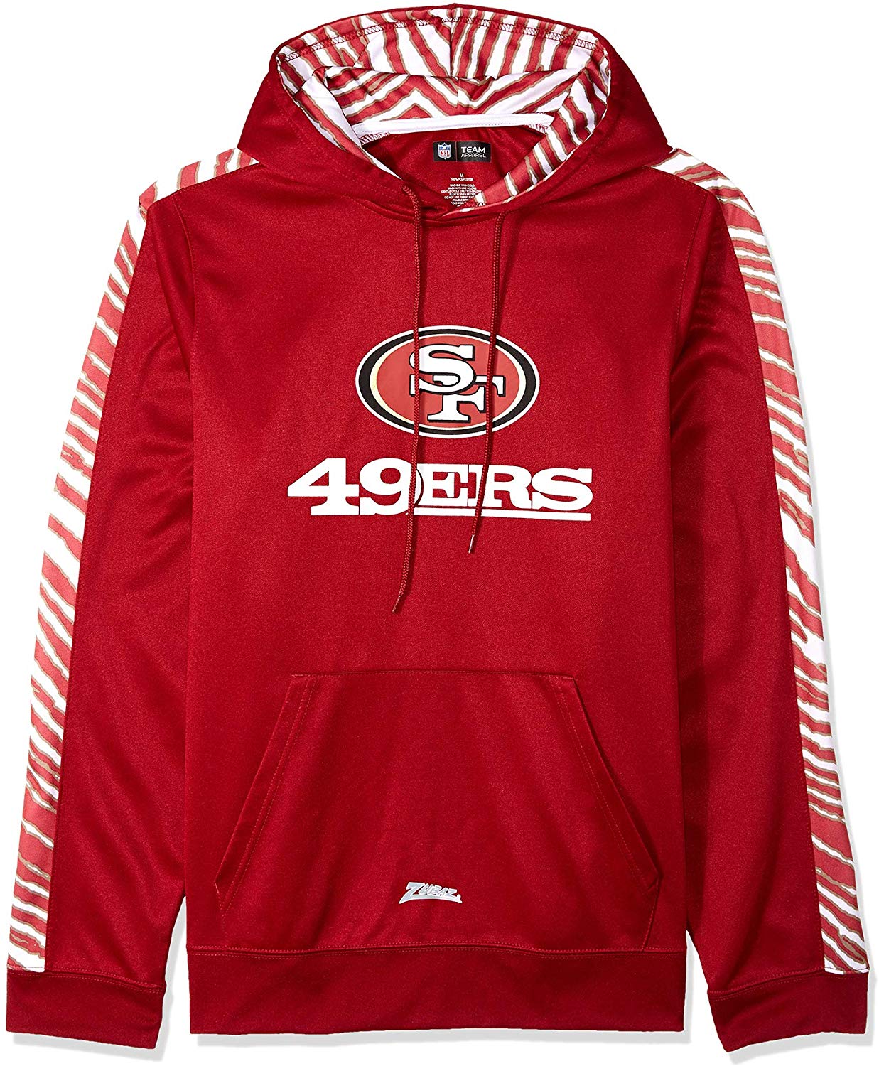 Zubaz NFL Football Men's San Francisco 49ers Zebra Accent Solid Hoodie