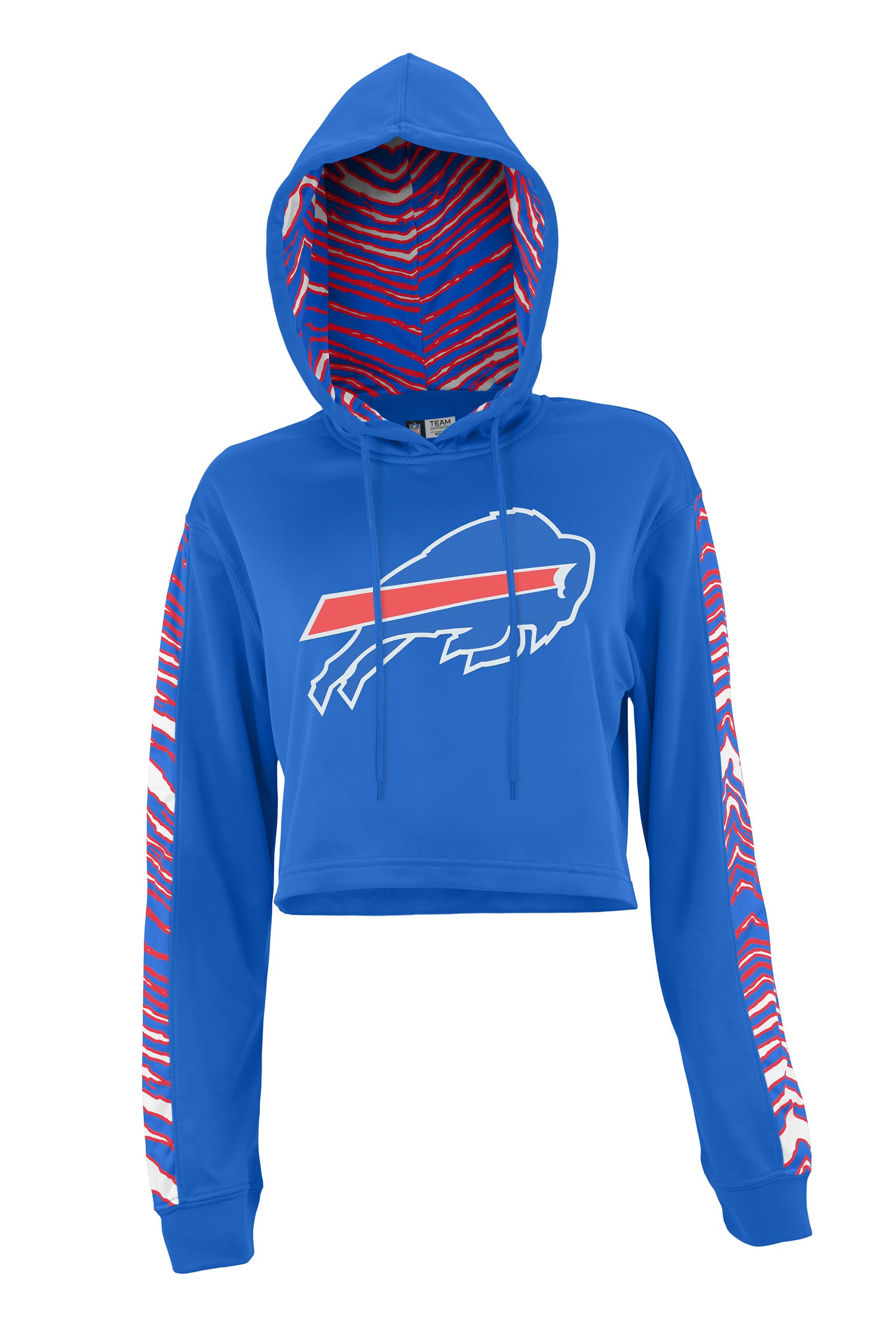 Zubaz NFL Women's Buffalo Bills Zebra Team Logo Crop Top Hoodie