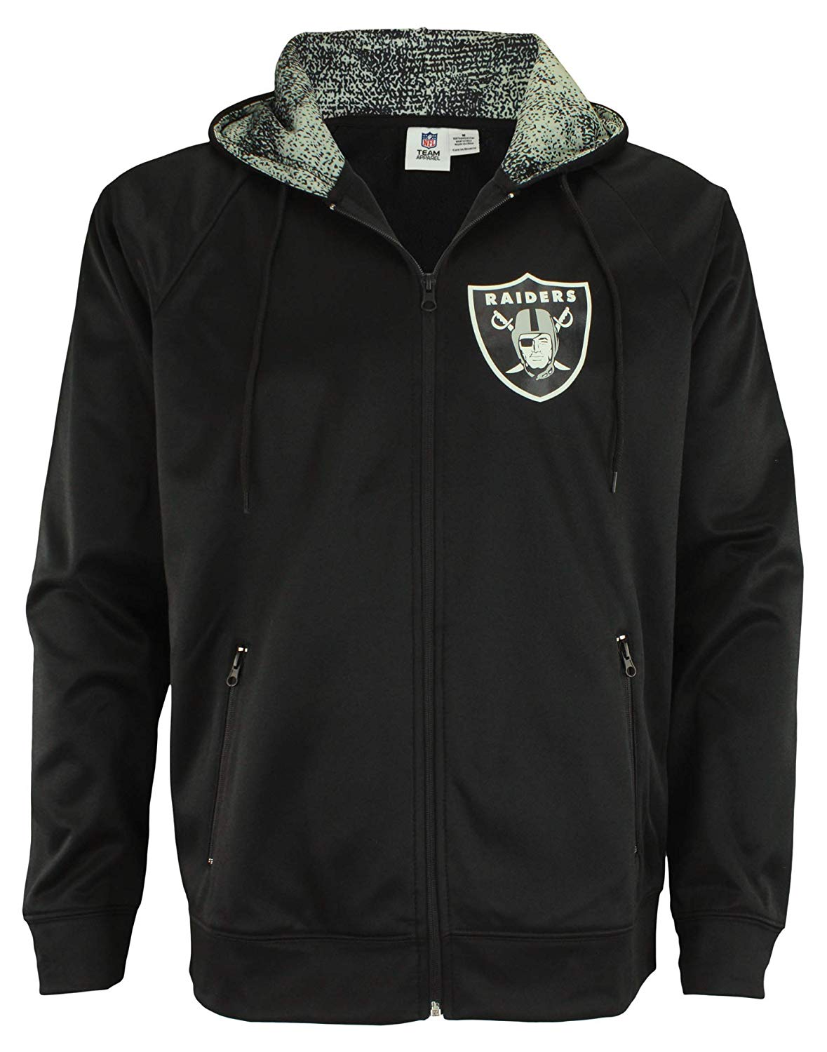 Zubaz NFL Oakland  Raiders Men's Heavyweight Full Zip Performance Fleece Hoodie